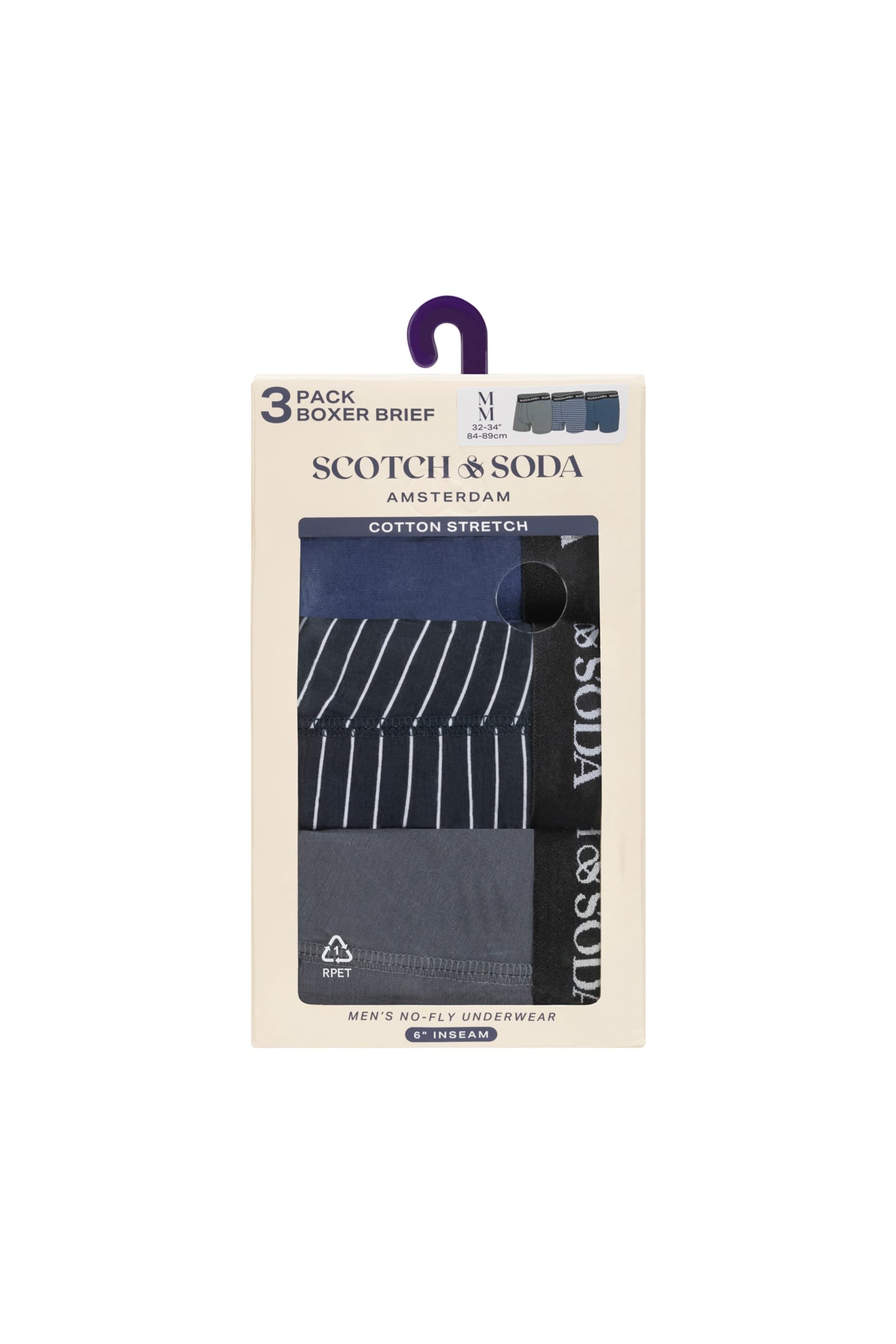 3PK MENS COTTON STRETCH BOXER BRIEF GREY/NAVY 2