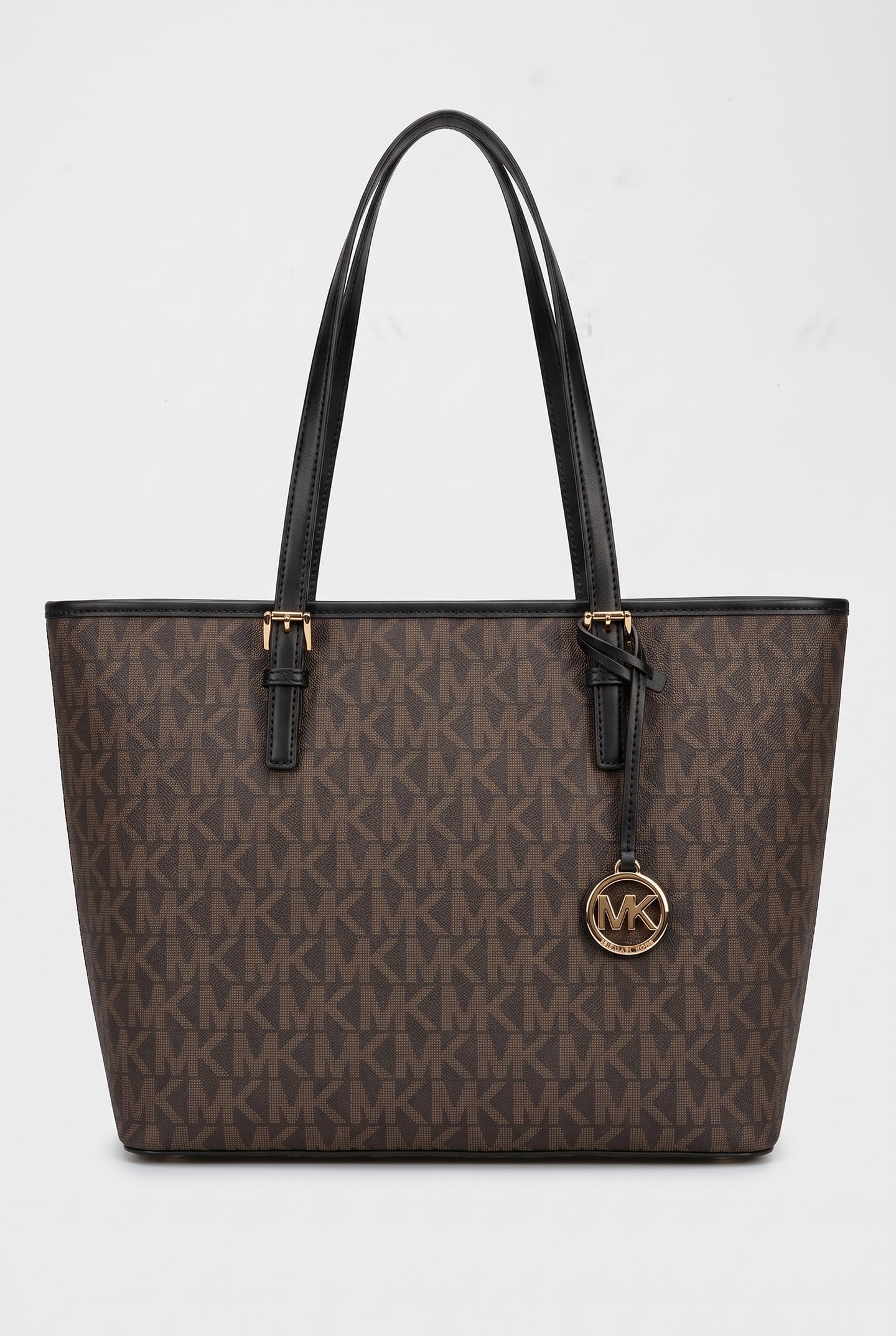 TOP ZIP TOTE BROWN/BLK 2