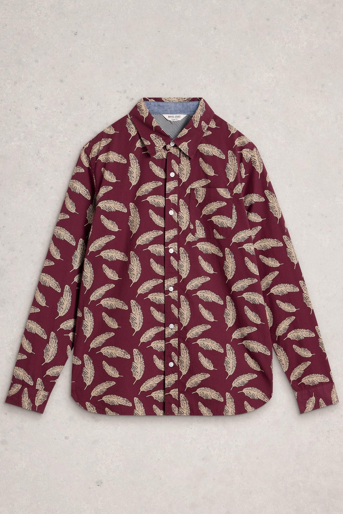 FEATHER PRINTED SHIRT RED PRINT 1