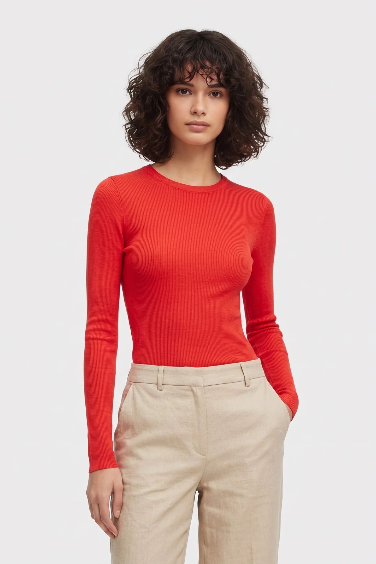 ODDRUN WOOL RIB LS RED 1