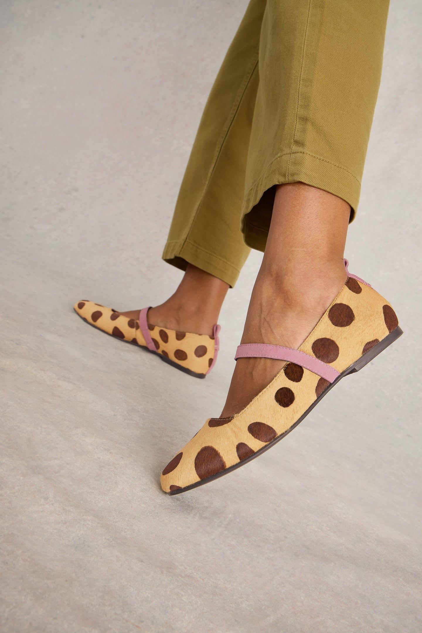 MINNIE STRAP LEATHER BALLERINA NATURAL PRINT 2