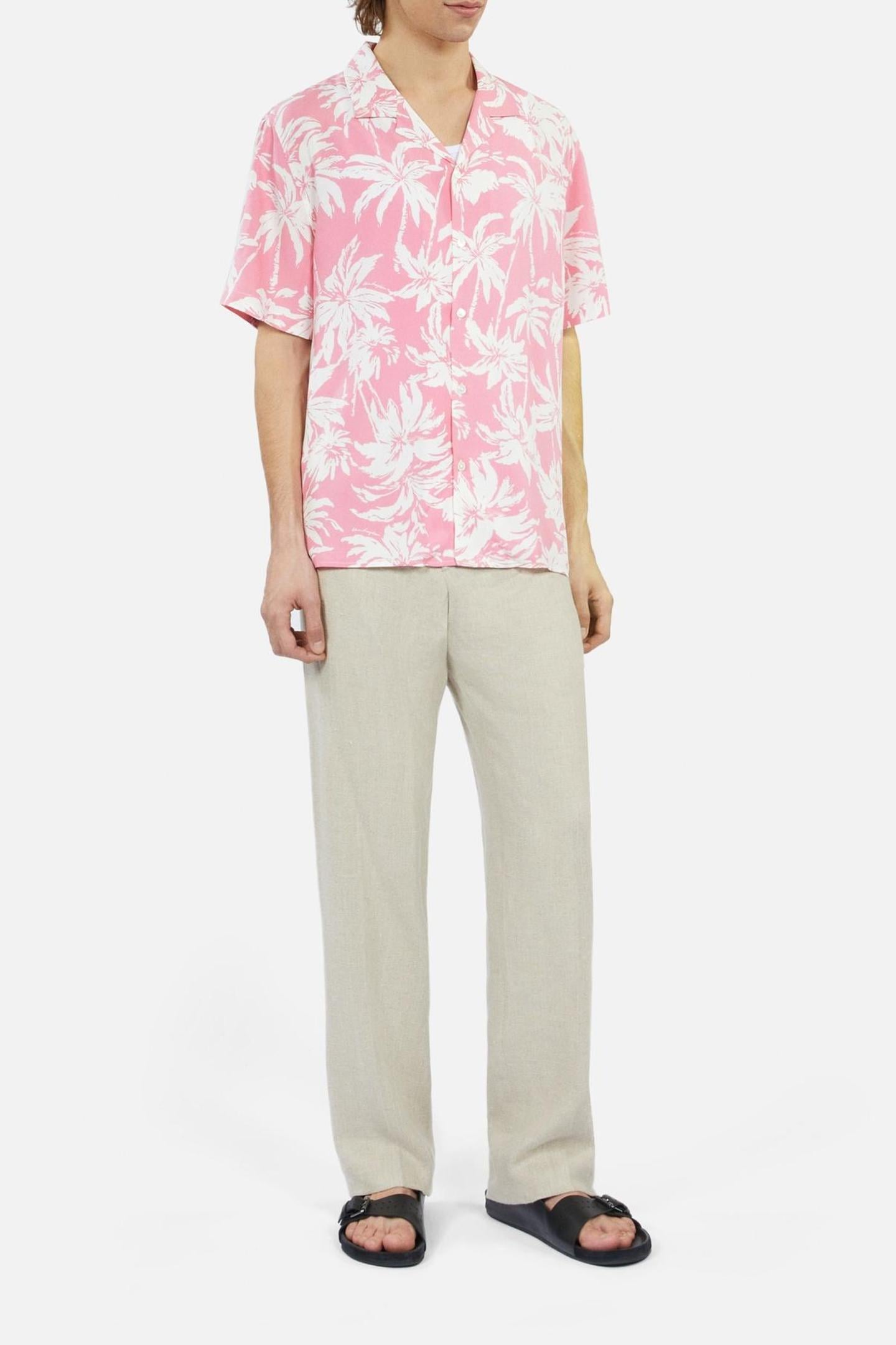 SHORT-SLEEVED SHIRT WITH SHARK NECK PINK-WHITE 3