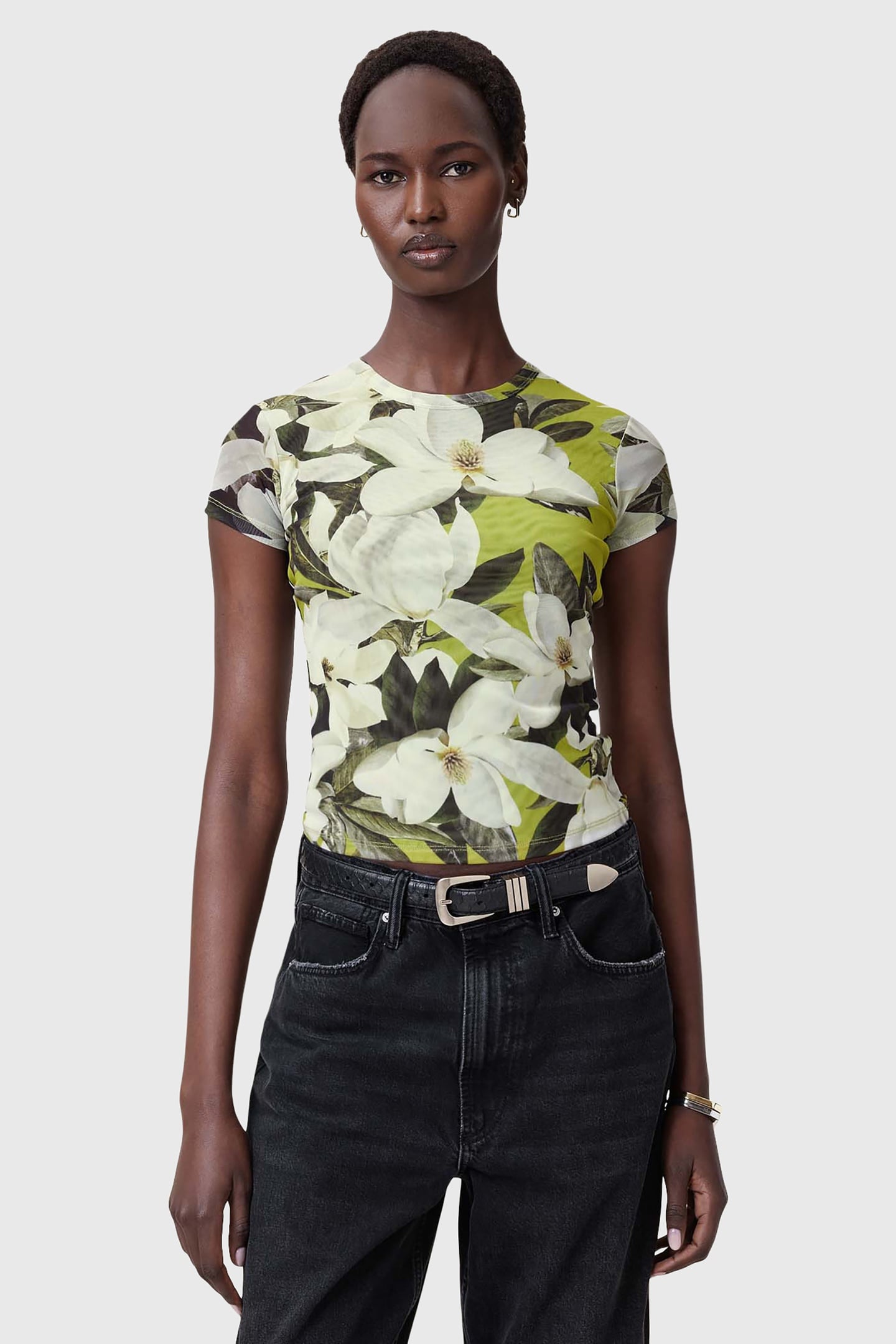 ELLIE MESH TEE REVIVE STEM GREEN 1