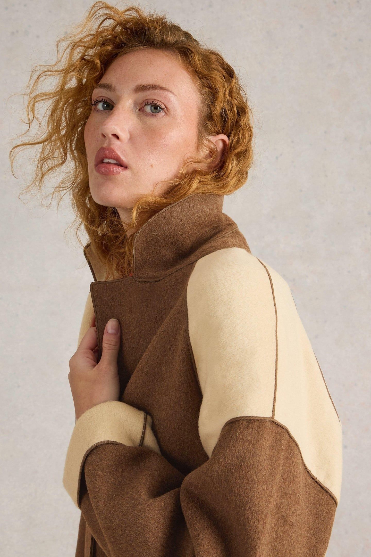 SABINE WOOL BLEND COAT NATURAL MULTI 7