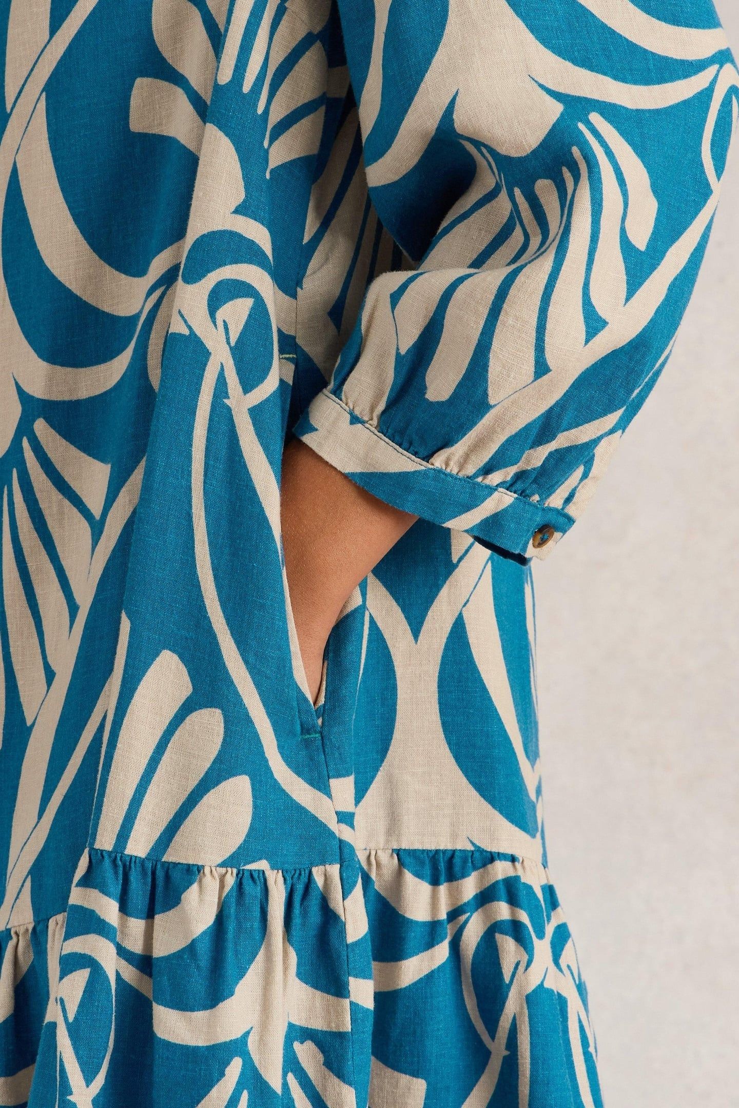 OTTO LINEN BLEND DRESS BLUE PRINT 6