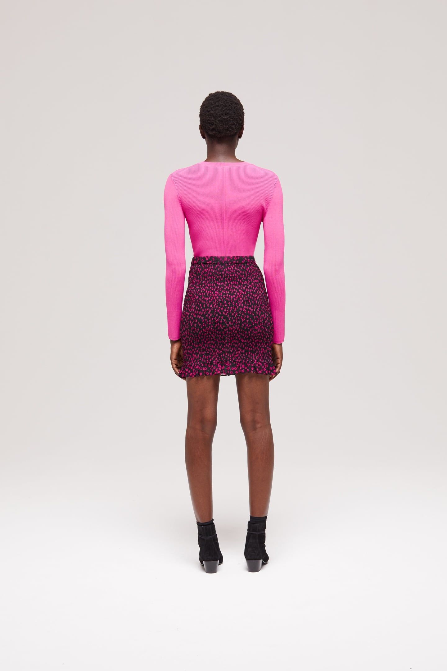 SMOCK PRINT DAISY DOT SHORT SKIRT PINK 3