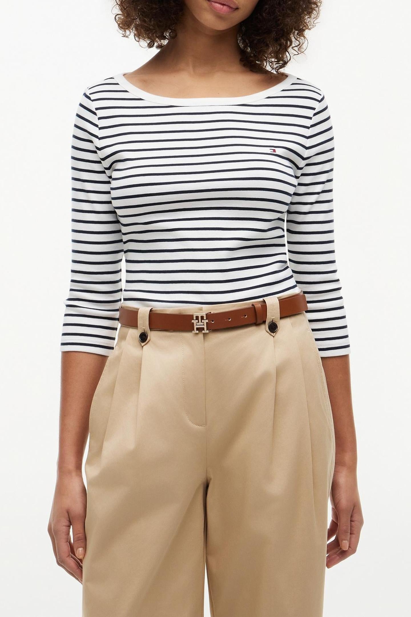 CODY BOAT-NECK 3/4 SLEEVE BRETON STRIPE ECRU/DARK NIGHT NAVY 1