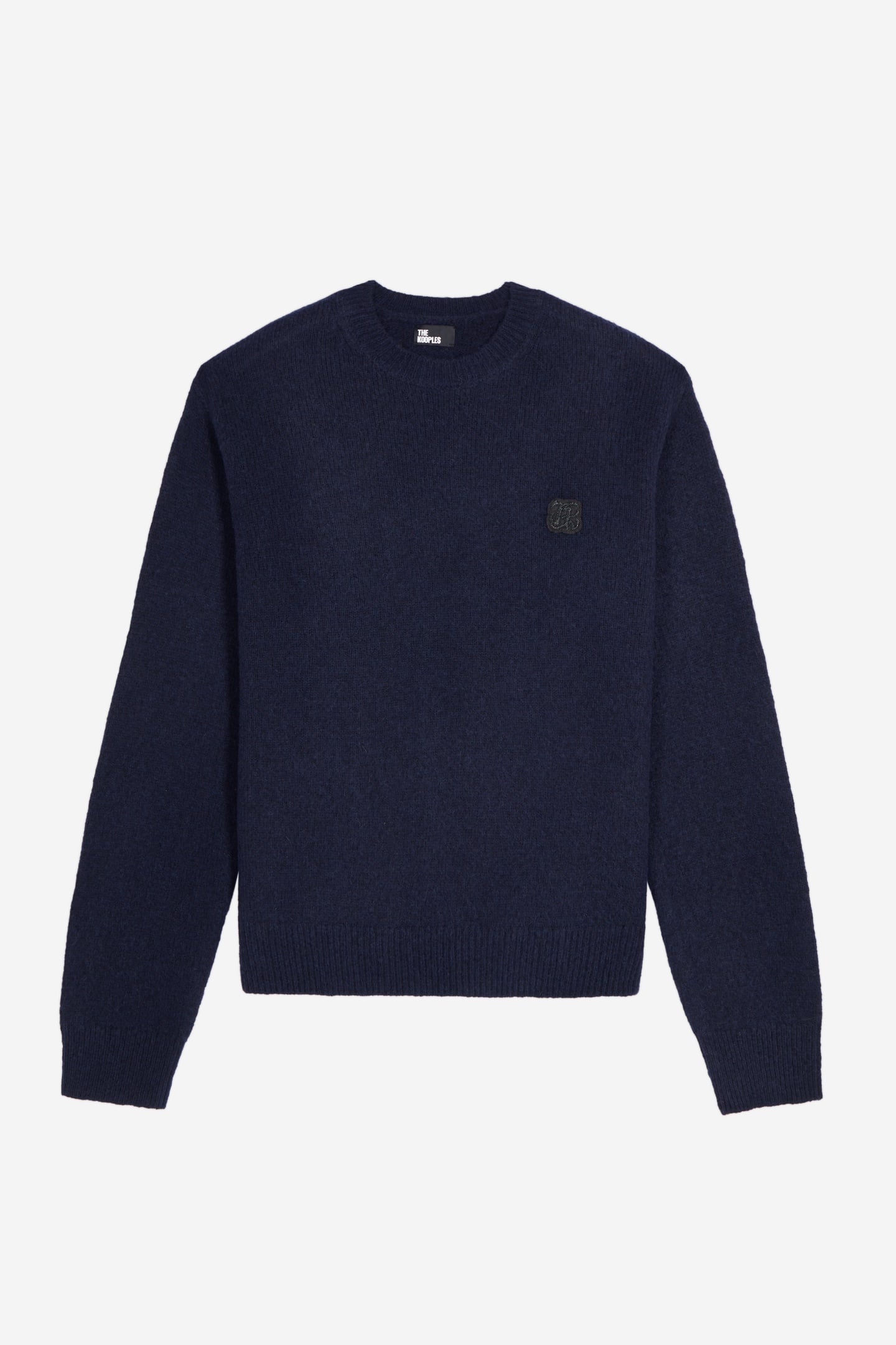 ROUND NECK SWEATER WITH CANETILLE PATCH NAVY 5