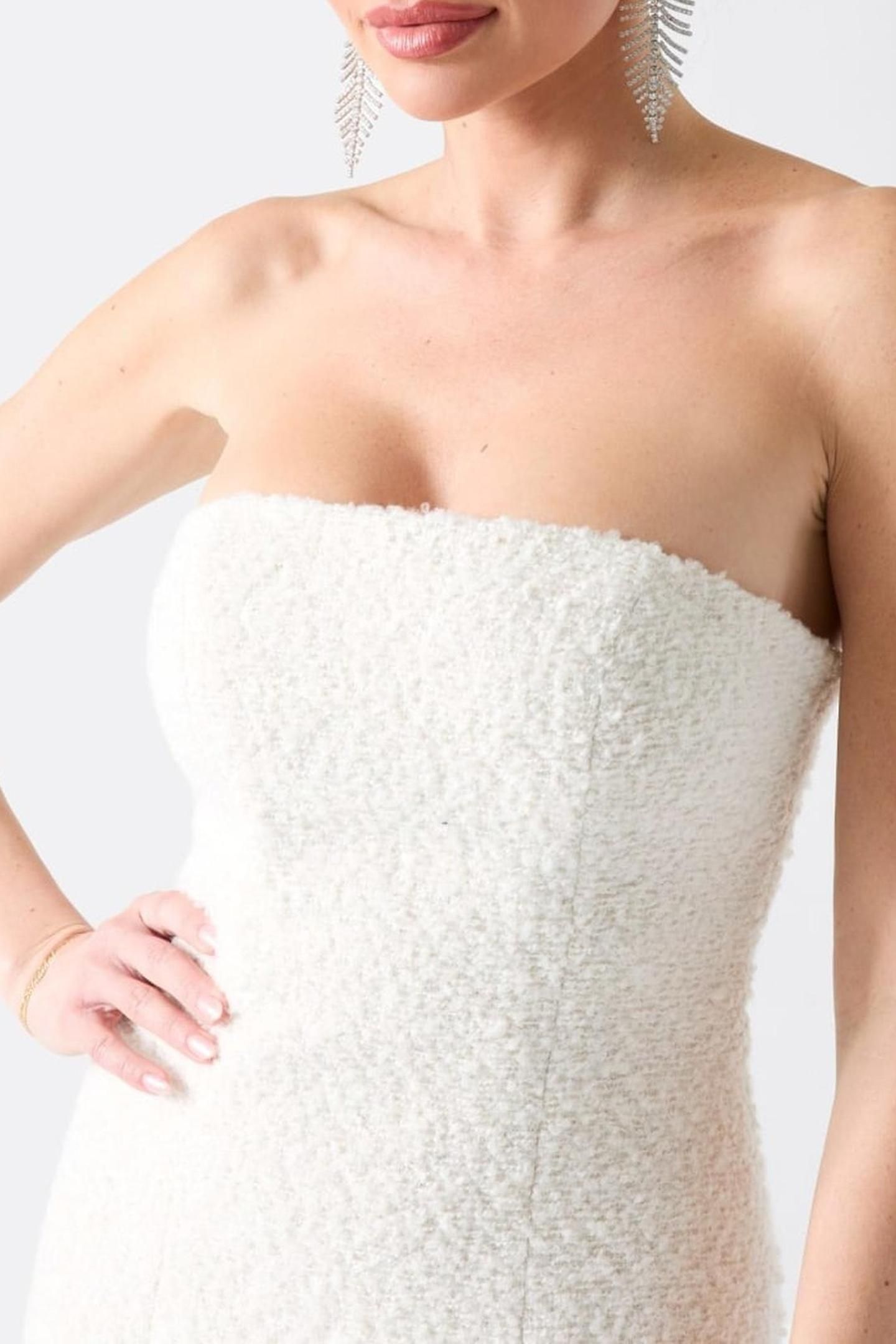 BOUCLE AWAY DRESS MACADAMIA 7