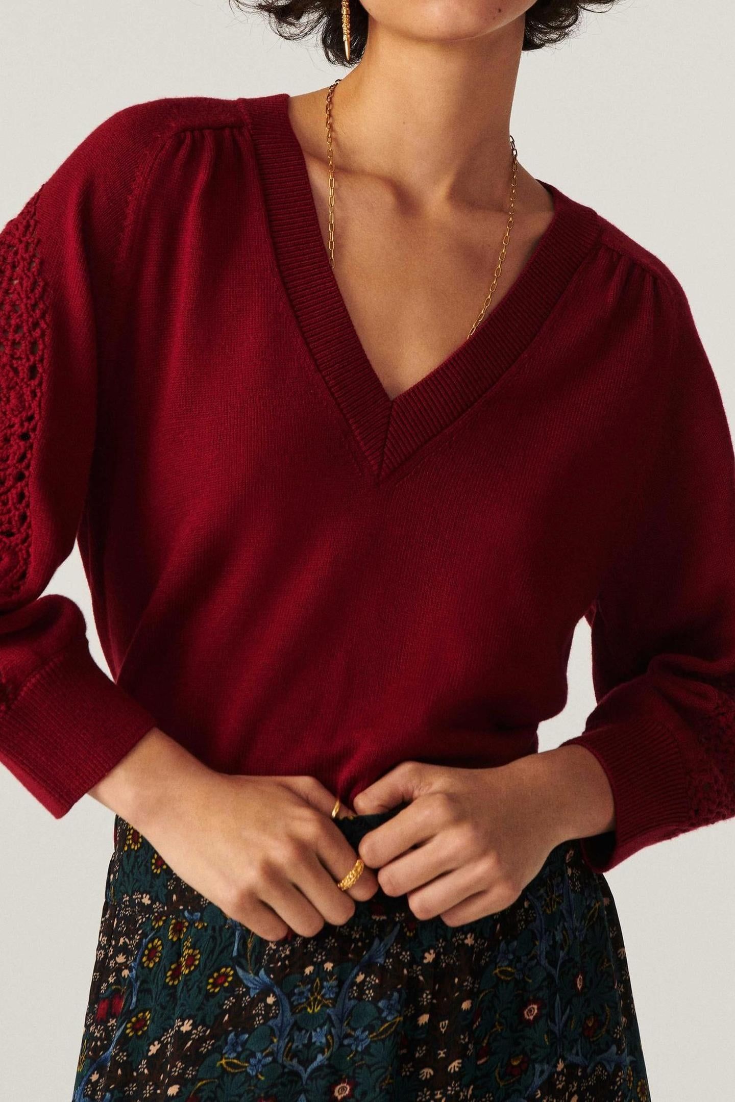 SHORT SLEEVES KNIT BURGUNDY 1
