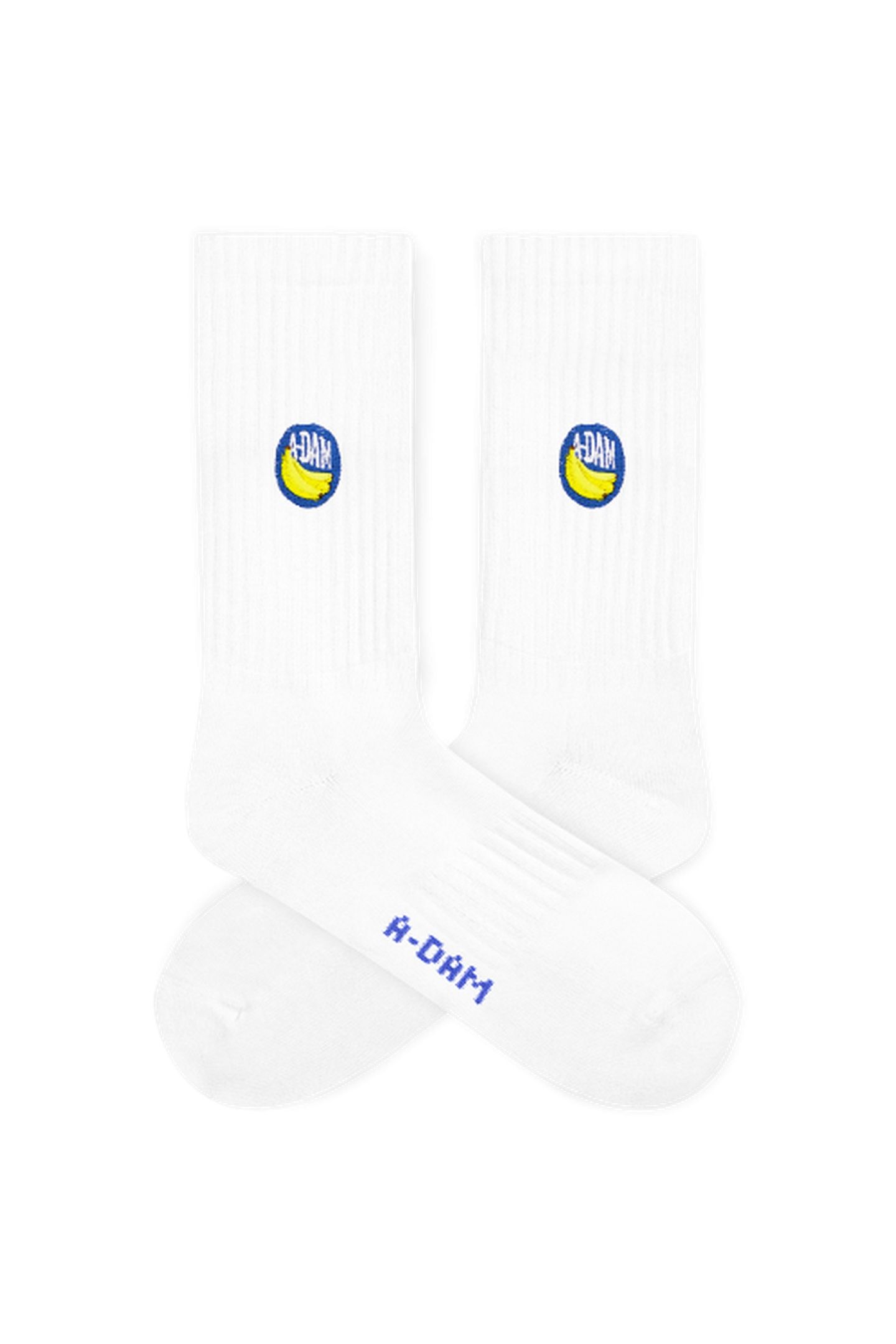 A-DAM 3-PACK CREW SOCKS WHITE BANANA STICKER WHITE 3