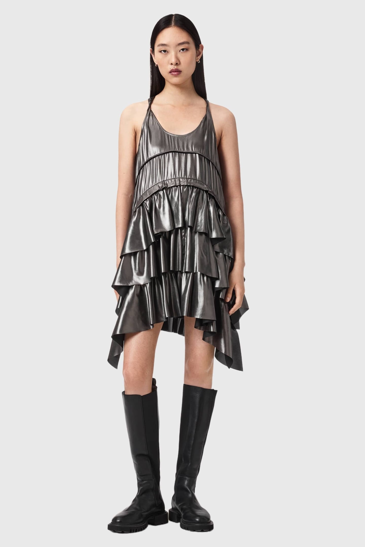 CAVARLY MINI DRESS METALLIC SILVER 1