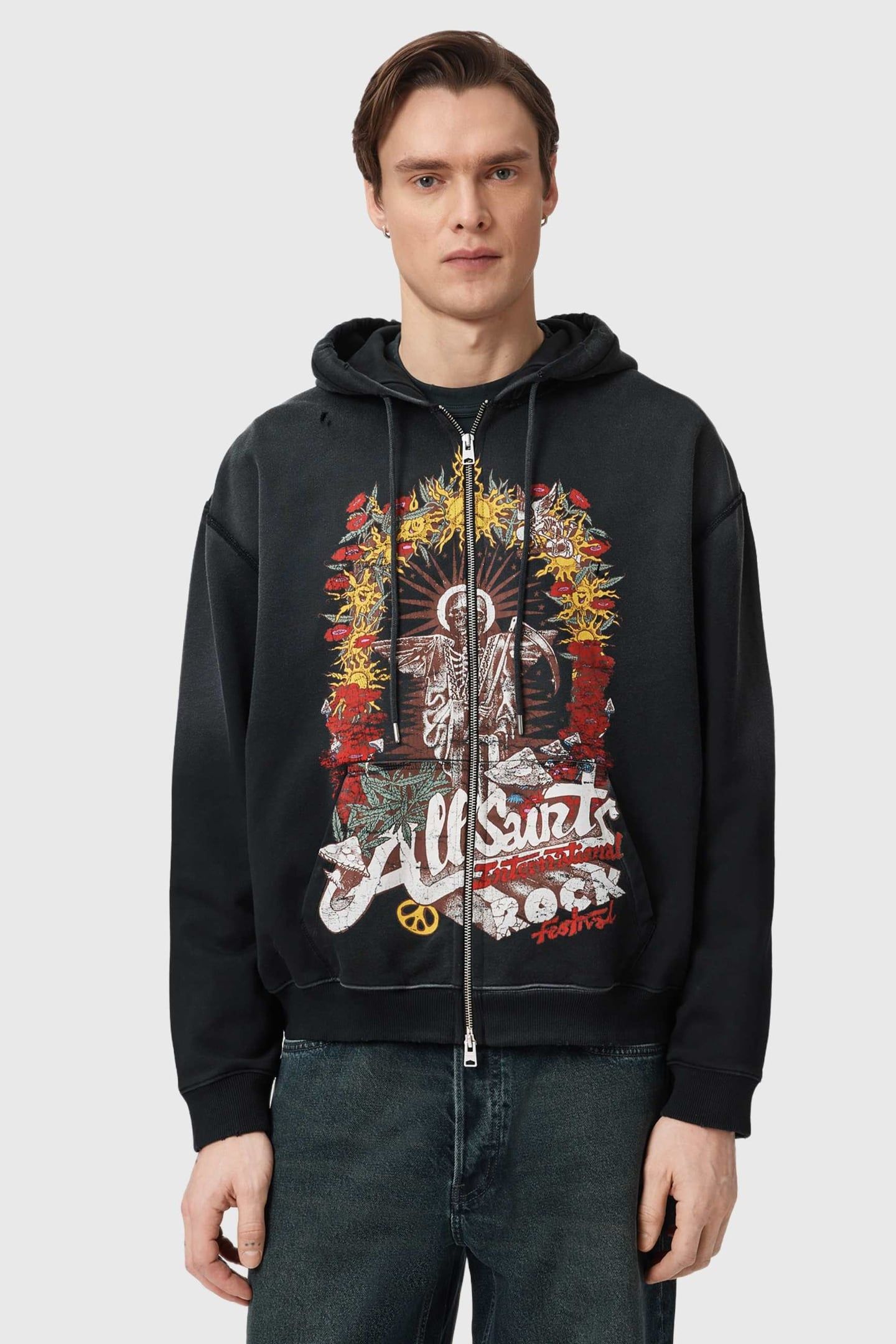 ROQUE ZIP HOODY WASHED BLACK 4