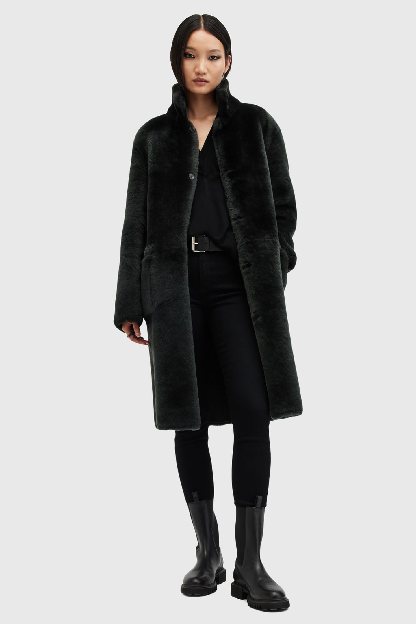 SERRA SHEARLING COAT SYCAMORE GREEN 1