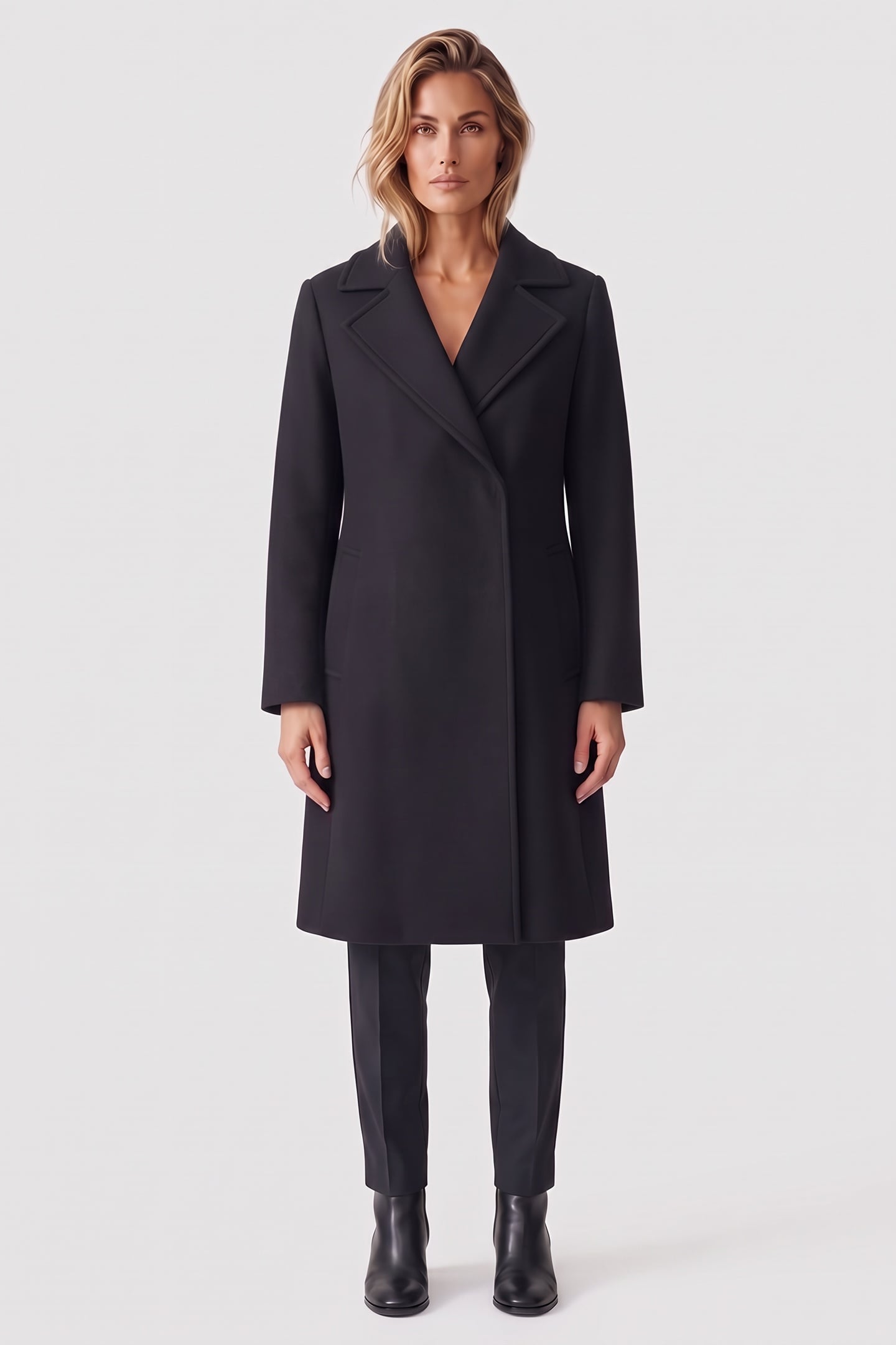 CLOTH COAT WITH BELT BLACK 1