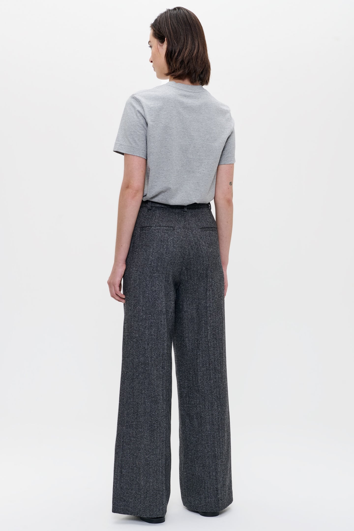 WOOL HERRINGBONE MASON-2 PANTS BLACK 3