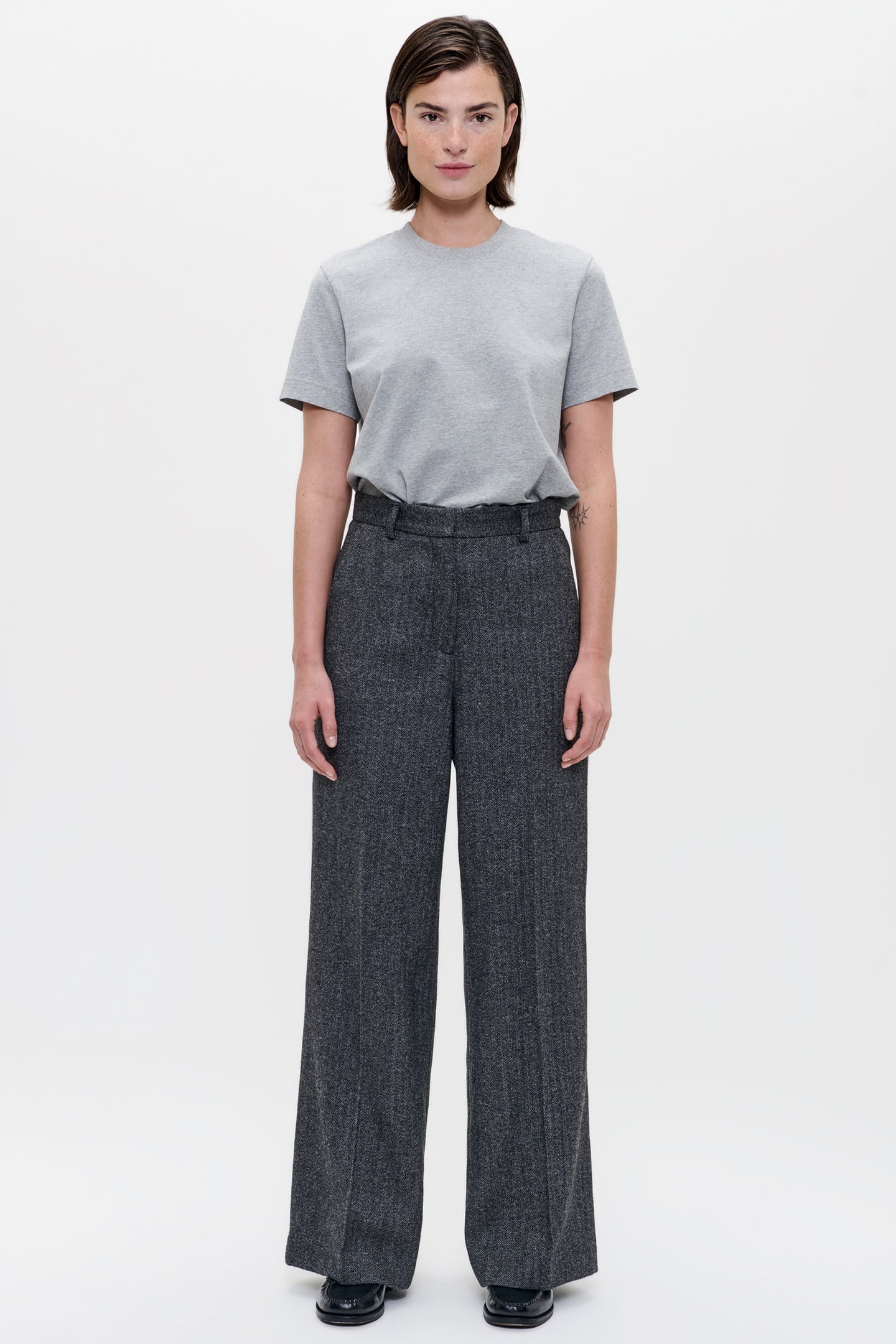 WOOL HERRINGBONE MASON-2 PANTS BLACK 2
