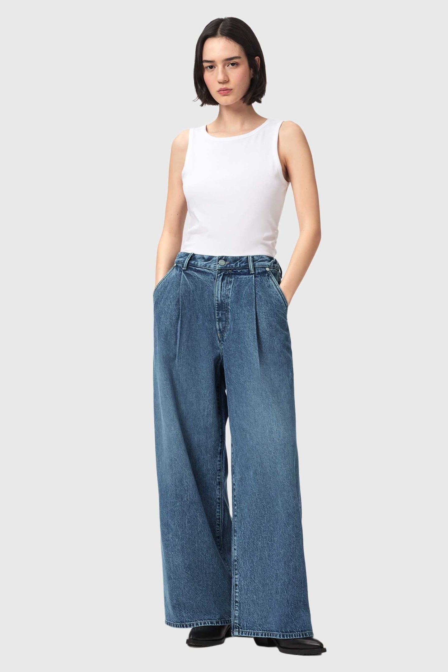 HAZE PLEAT JEAN MID INDIGO 1