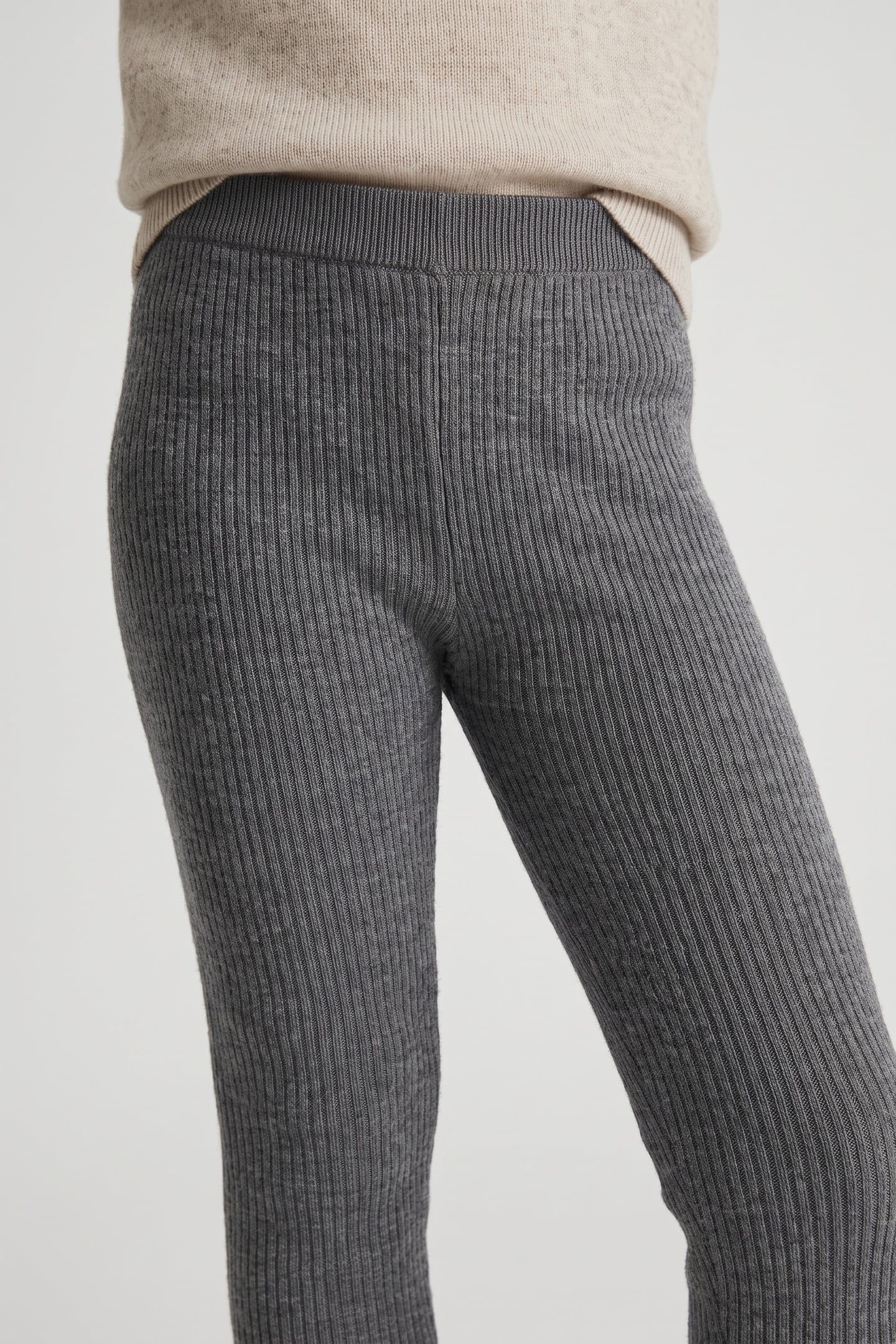 MARY MERINO RIB LEGGINGS UNISEX GREY 2