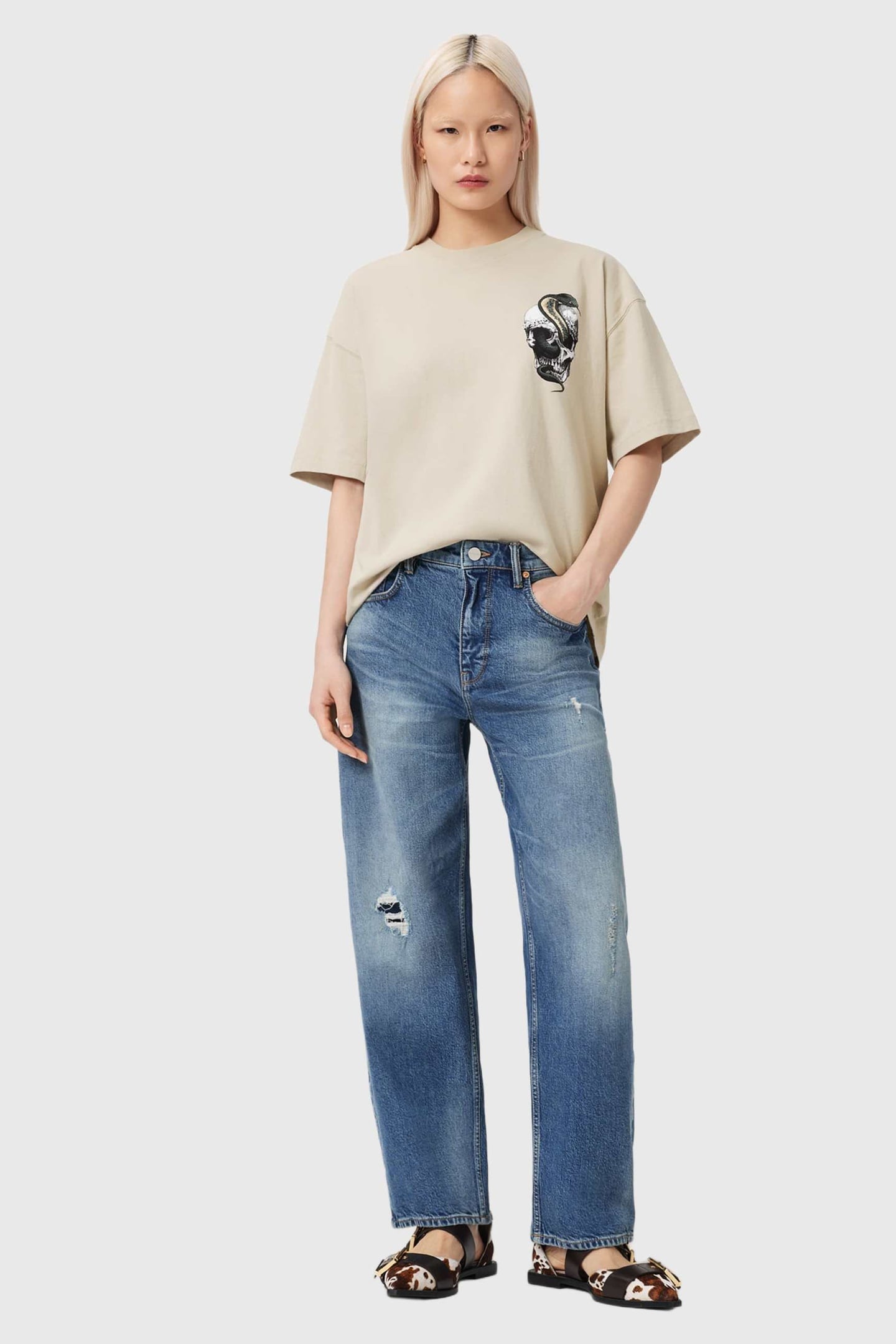 SNAKEHEAD ETTA TEE ALMOND WHITE 1