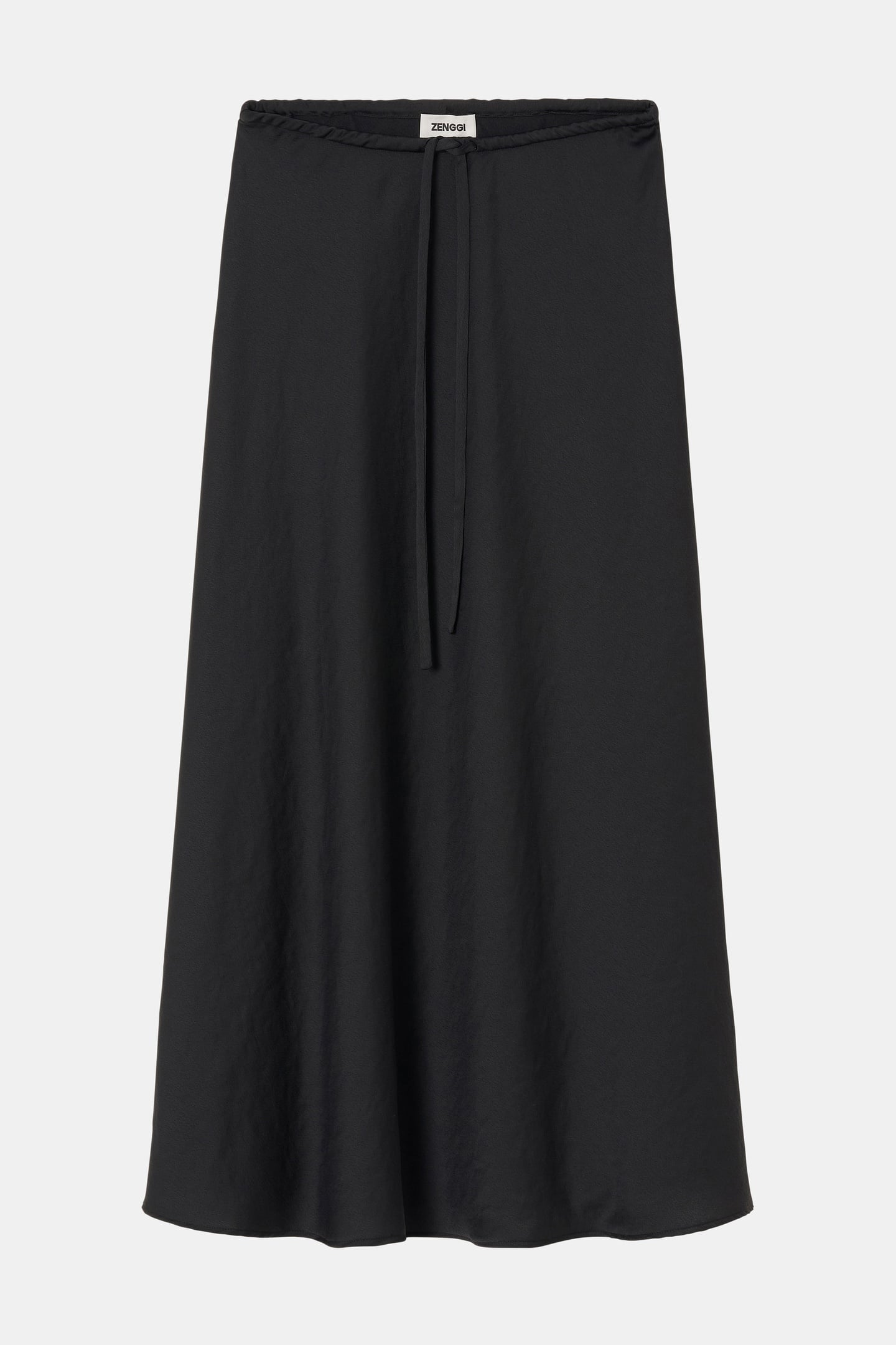 WASHED SATIN DRAWSTRING SKIRT BLACK 5