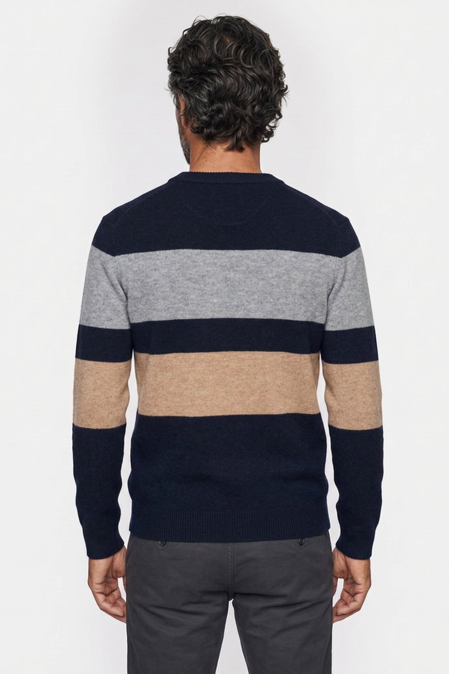 SOFT KNIT CREW NECK STRIPE REGULAR FIT PULLOVER SKY CAPTAIN 2