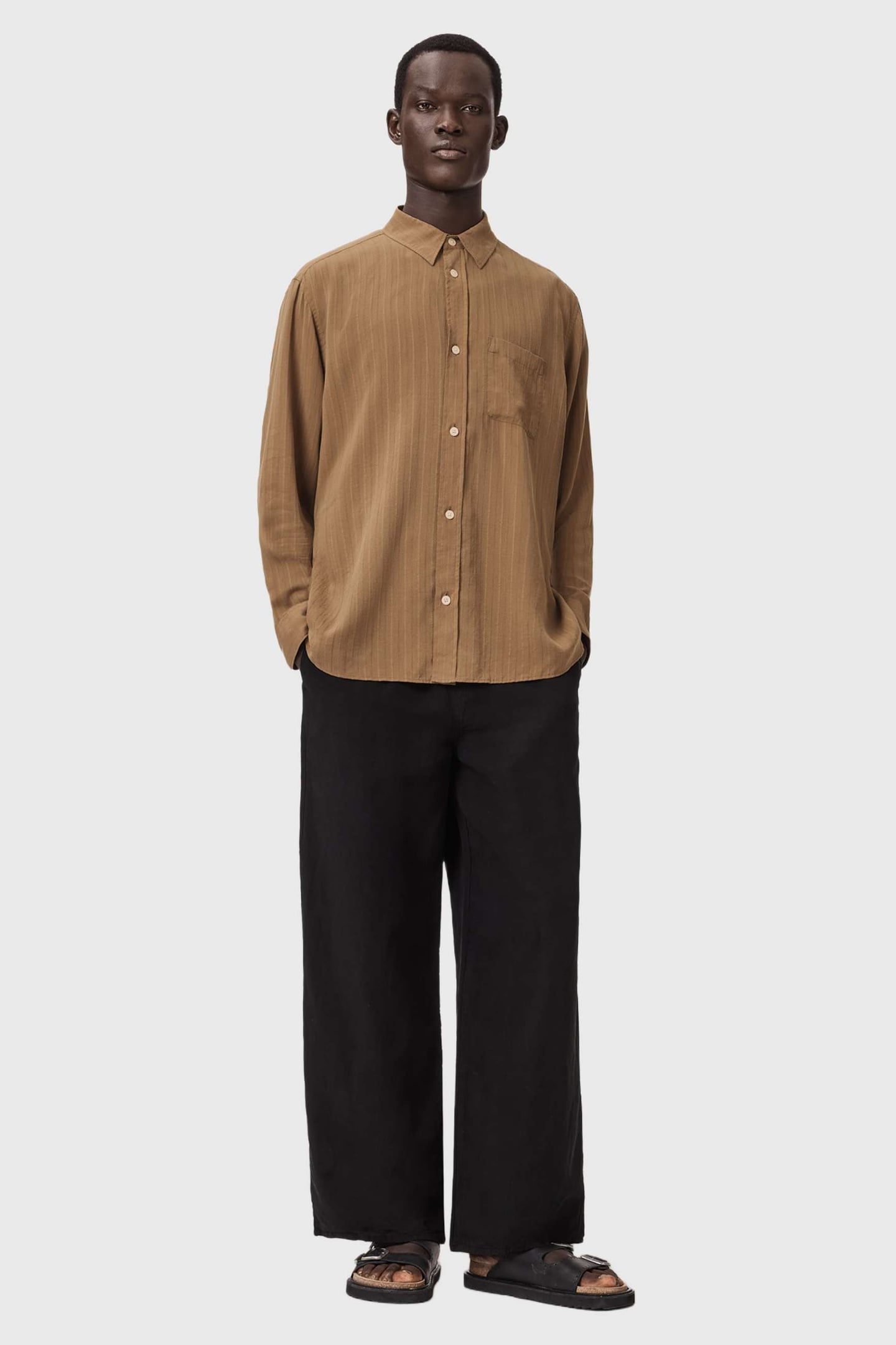 CARLYLE LS SHIRT BORG BROWN 1