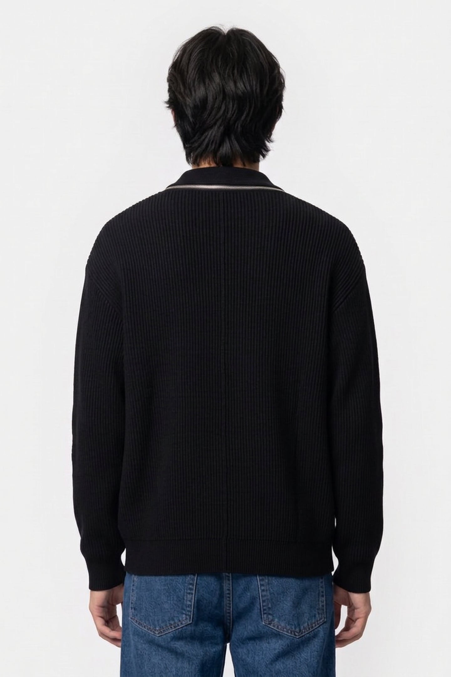 RIBBED WOOL CARDIGAN WITH ZIP BLACK 2
