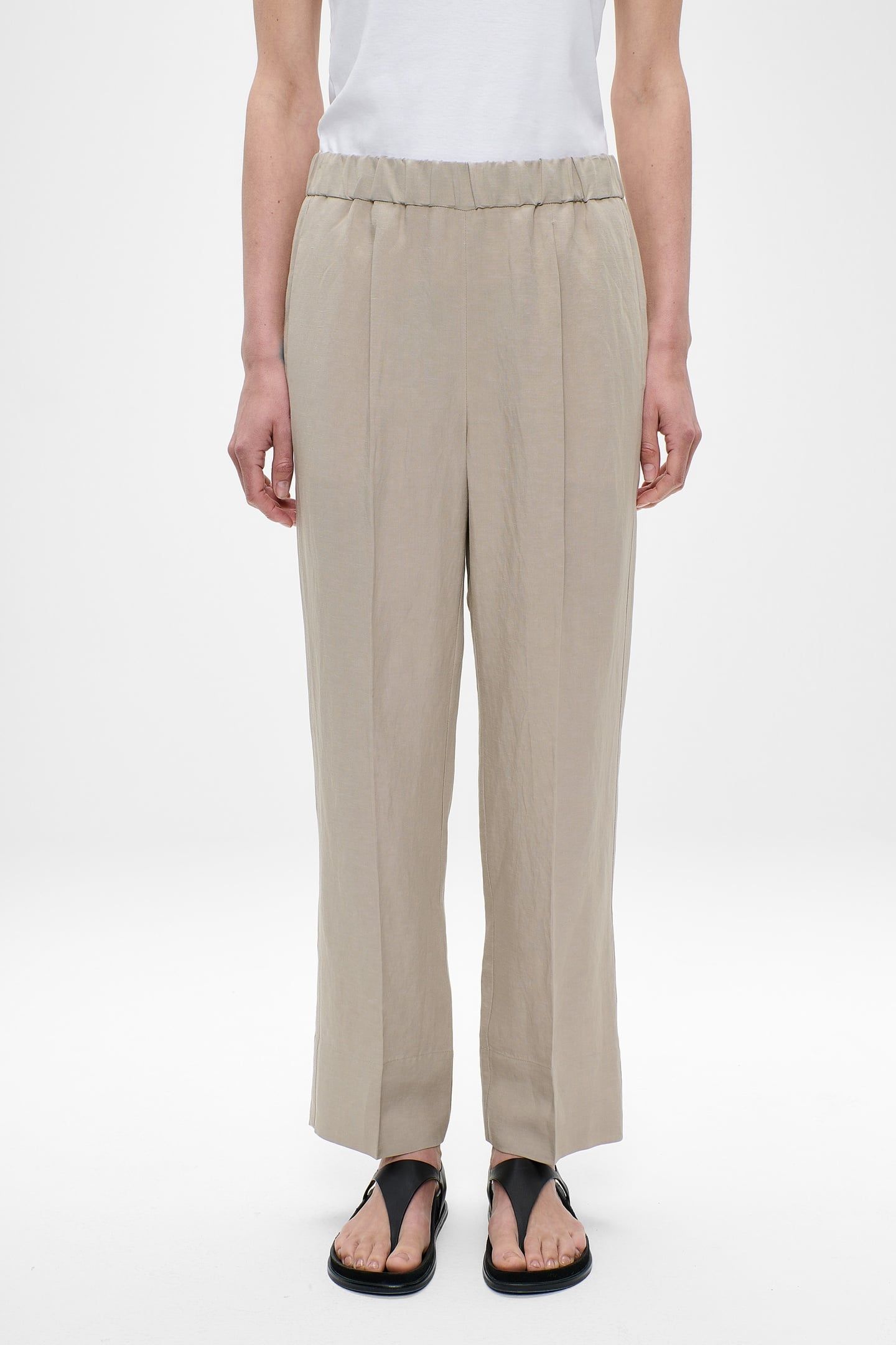 FINE LINEN VISC SYDNEY PANTS GREEN KHAKI 1