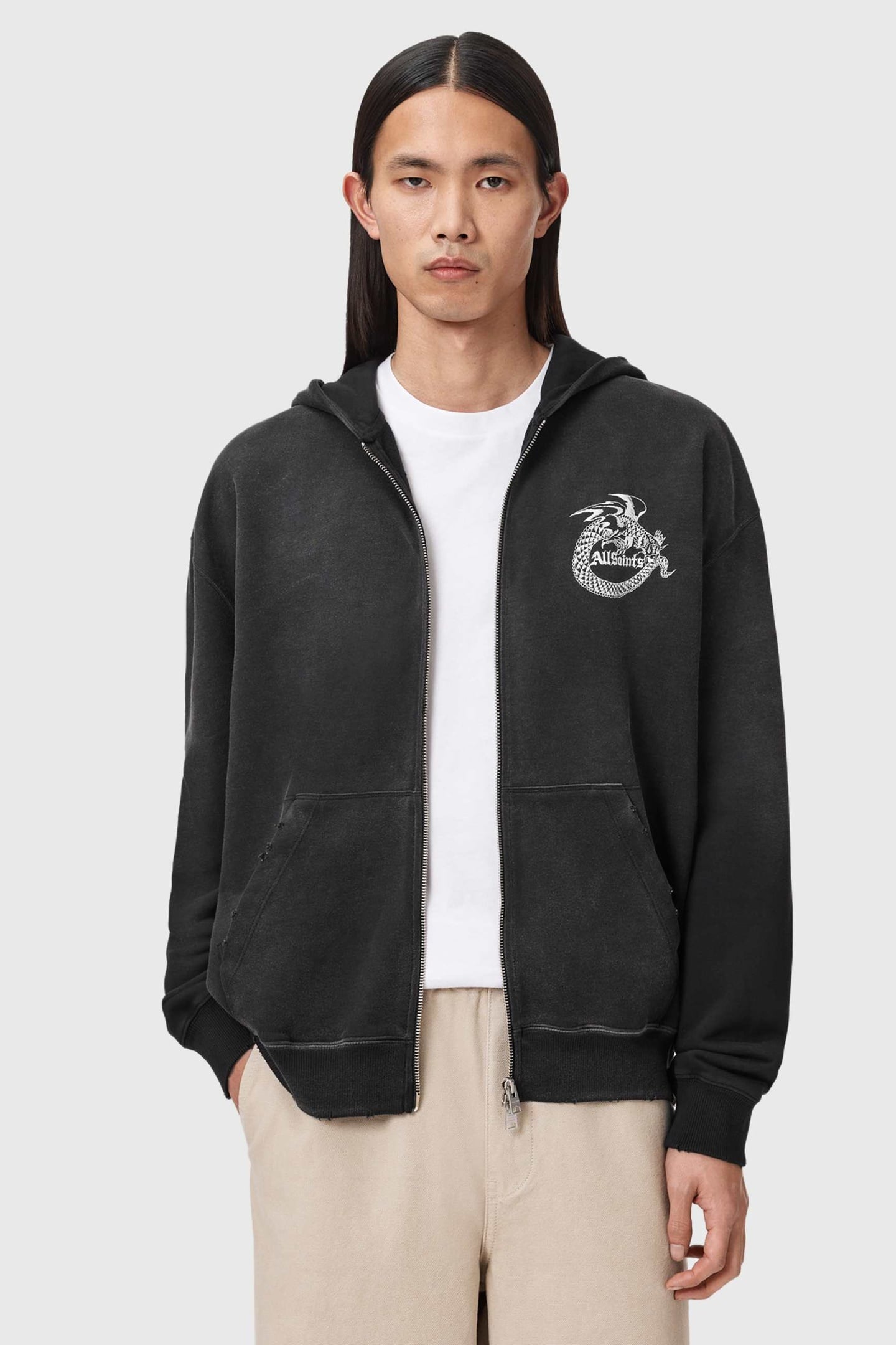 TERRA ZIP THROUGH WASHED BLACK 3