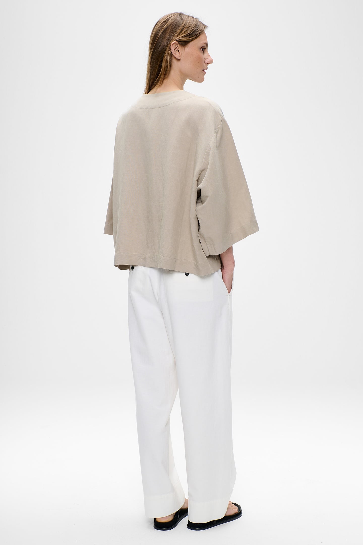 FINE LINEN VISC SHIRT JACKET GREEN KHAKI 3