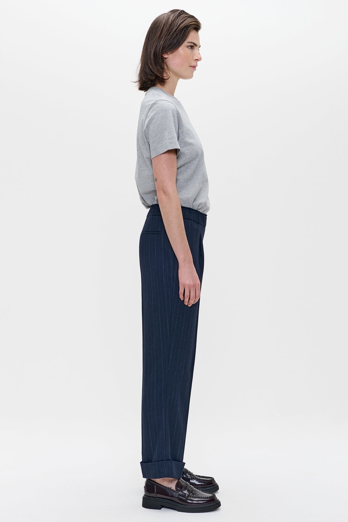 PIN STRP SEATTLE TURNUP PANTS MIDNIGHT BLUE 5