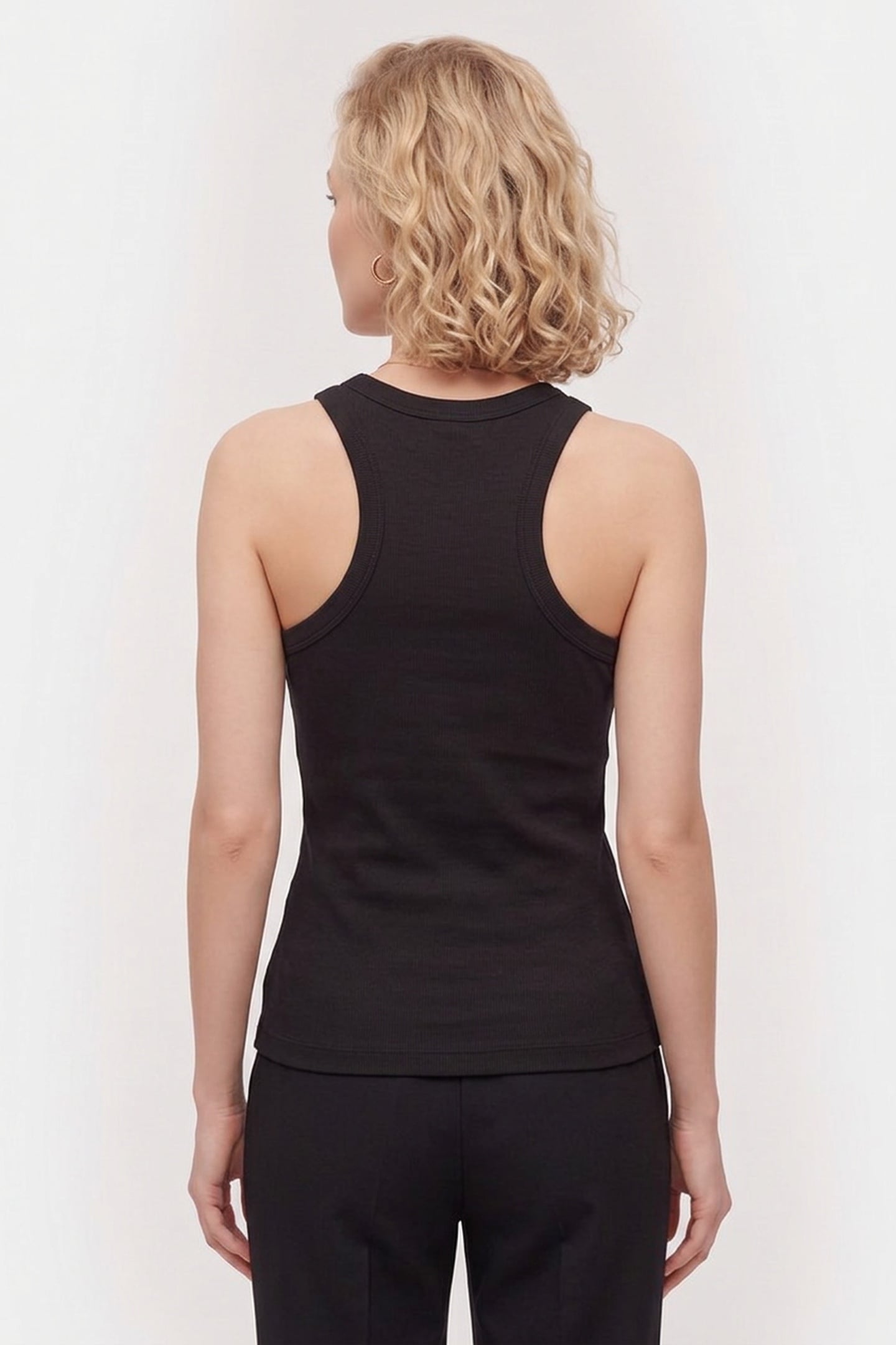 NADINE COTTON RIB TANK BLACK 2