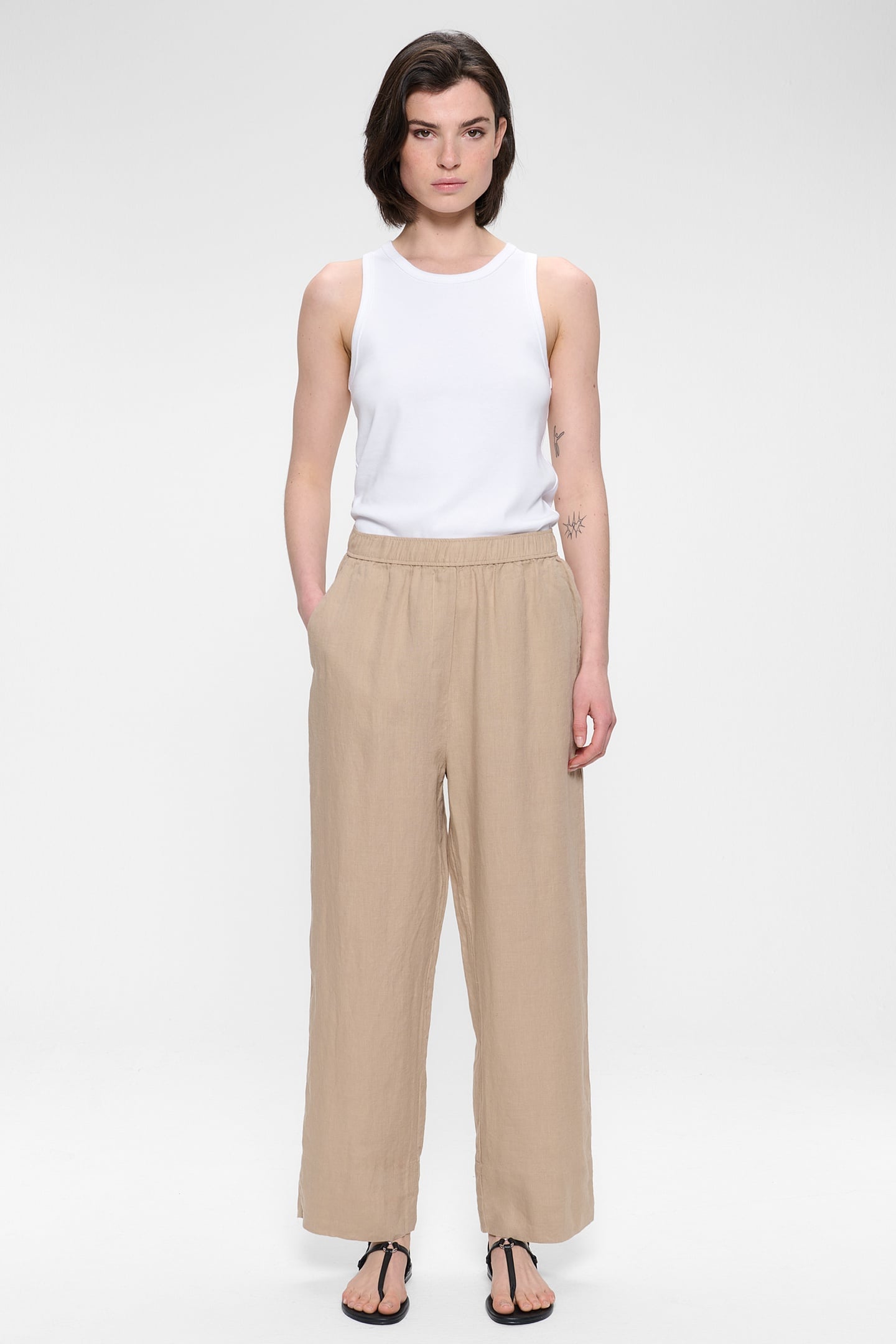 WASHED LINEN SOPHIE PANTS MARBLE 1