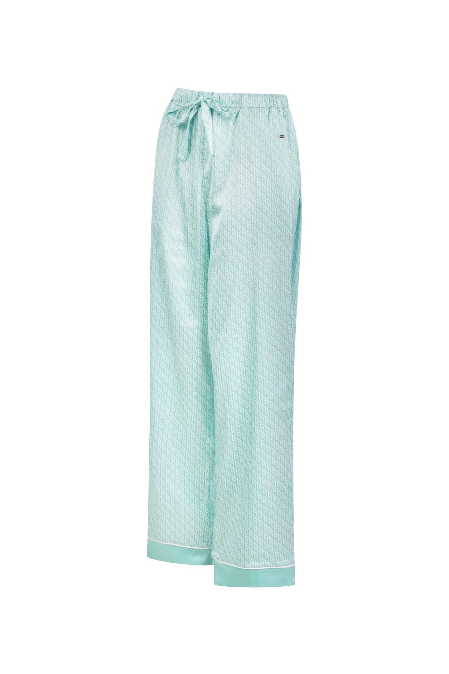 FERN 1PK MONOGRAM TB TRADITIONAL SATIN PJ SET AQUIFER PRINT 2
