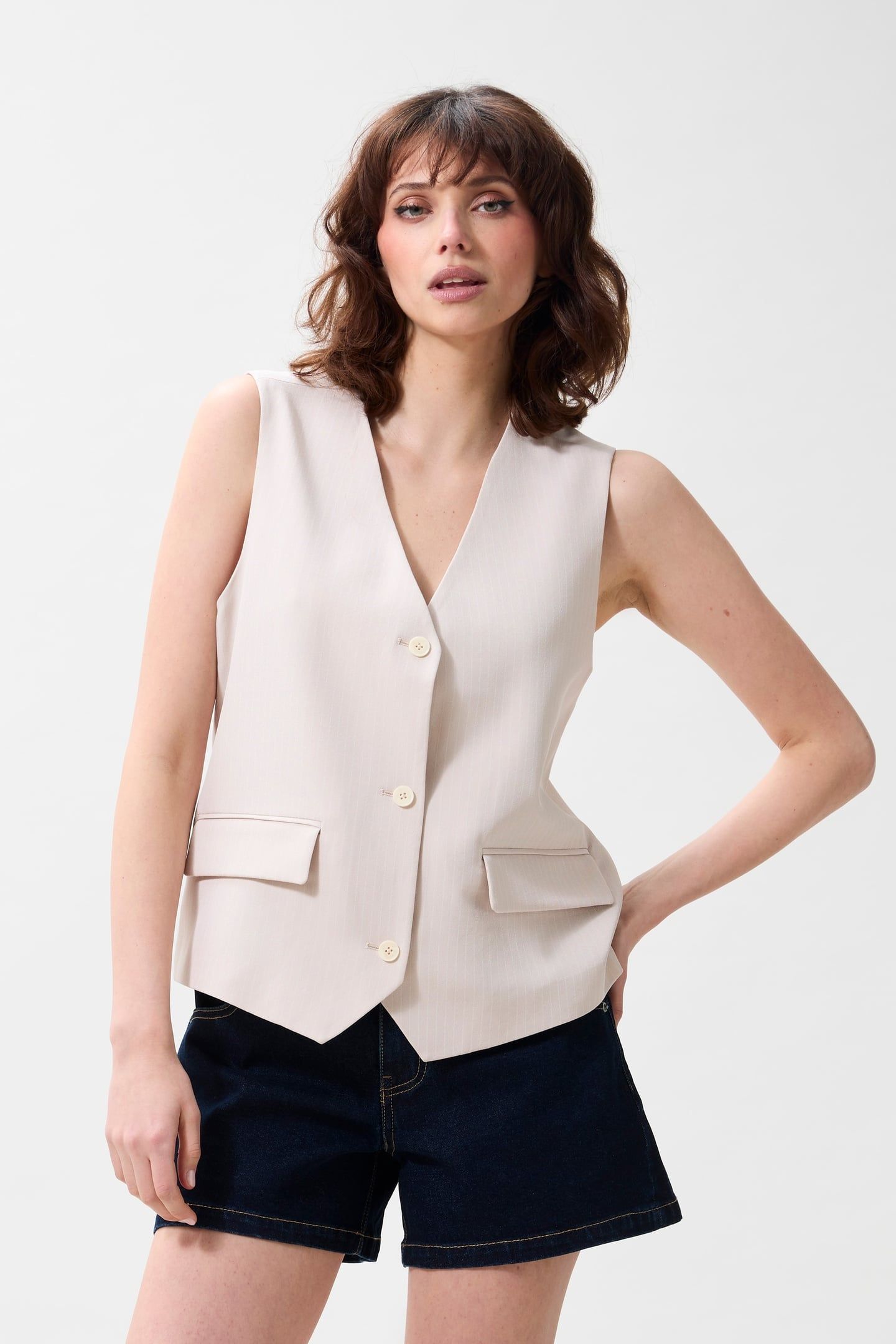 PINSTRIPE WAISTCOAT SANDSHELL 4