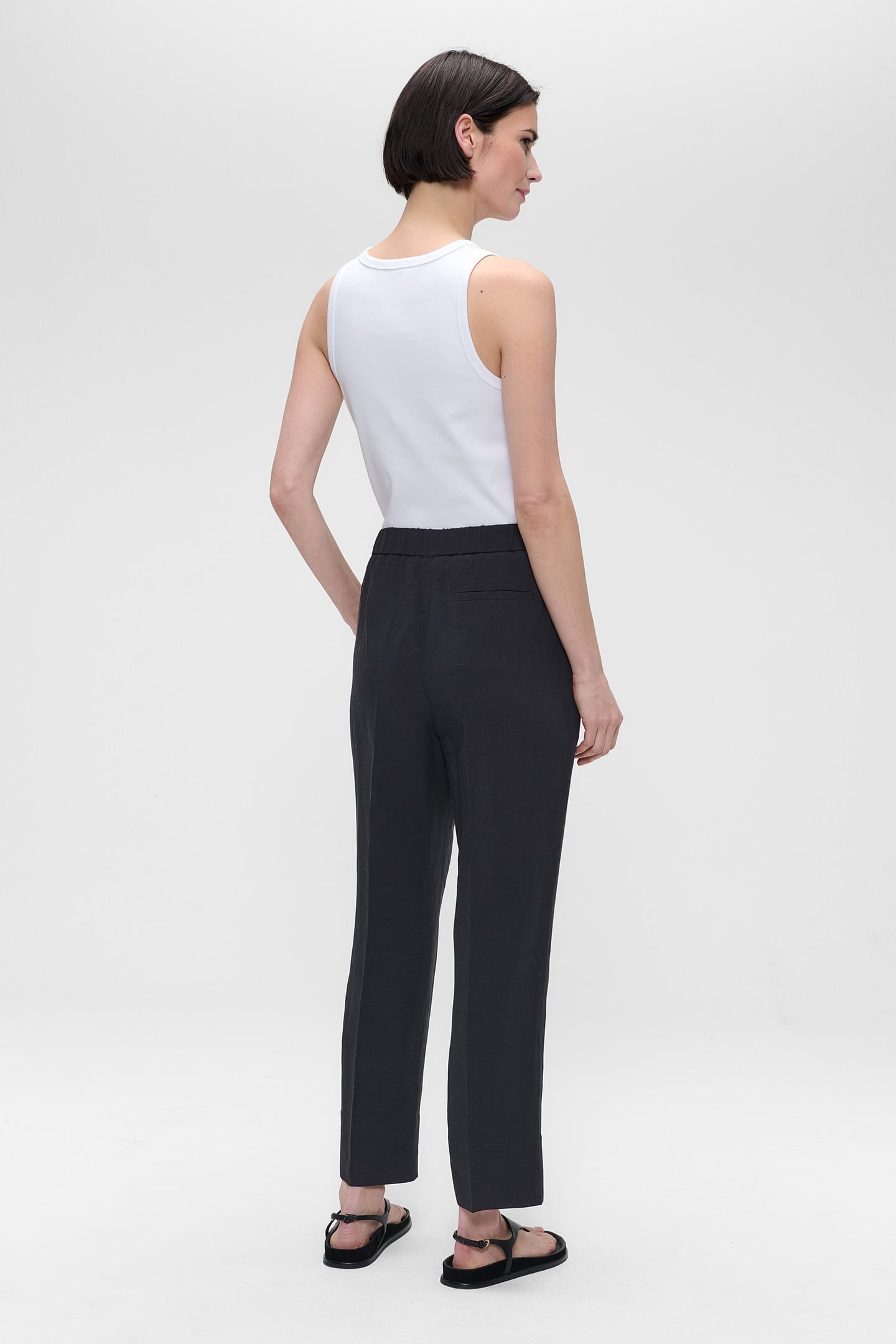 FINE LINEN VISC SYDNEY PANTS SLATE 4