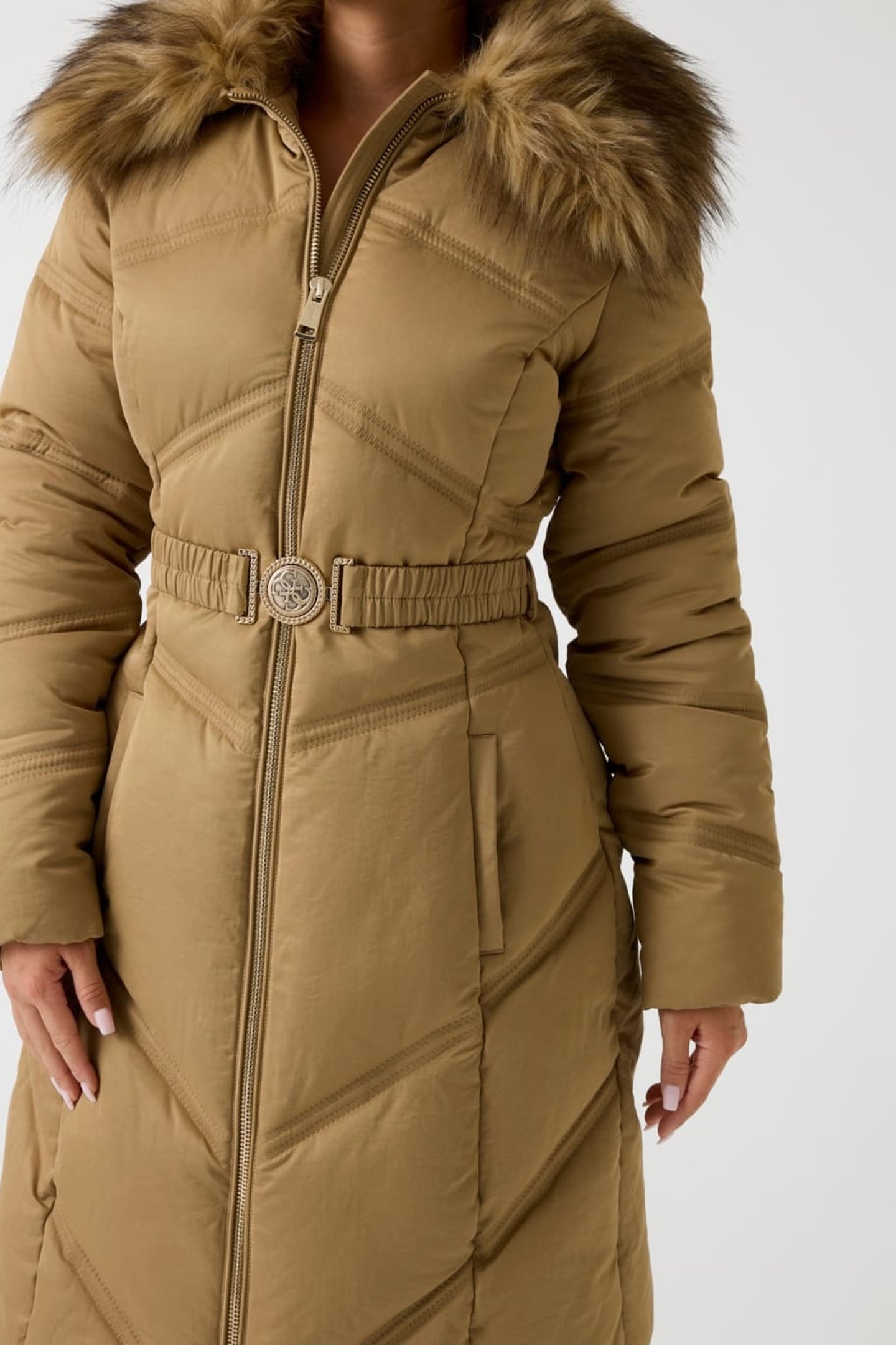 ALIENOR LONG BELTED FOAMY TAUPE MULTI 5