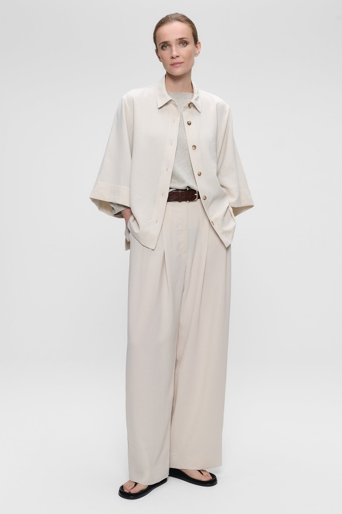 JAPANESE CREPE SHIRT JACKET CHALK 2