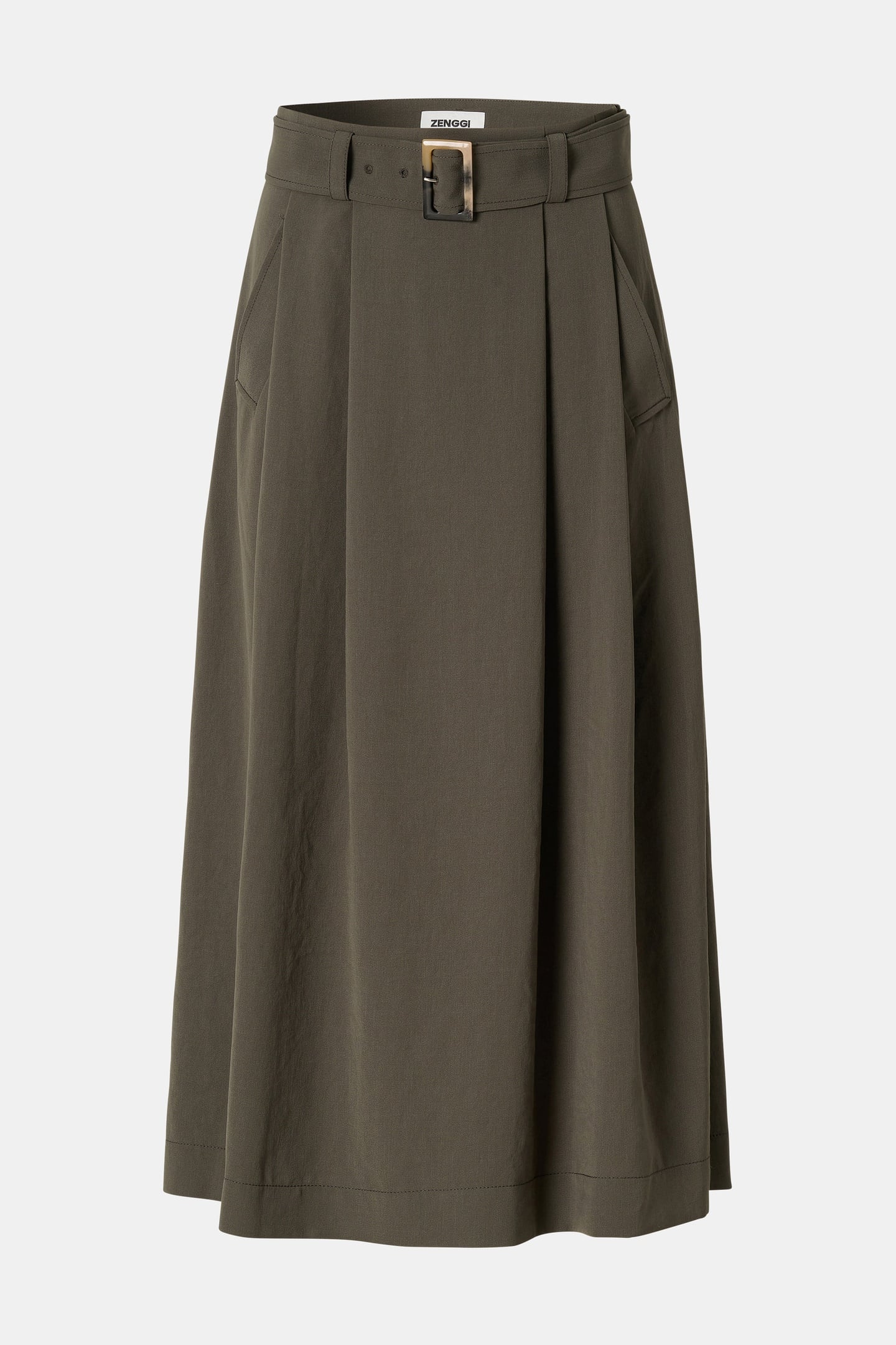 JAPANESE CREPE PLEATED SKIRT GREEN KELP 5