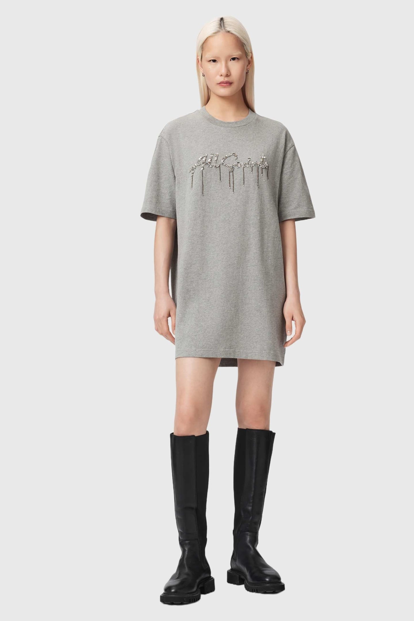 CHAINS TEE DRESS GREY MELANGE 1