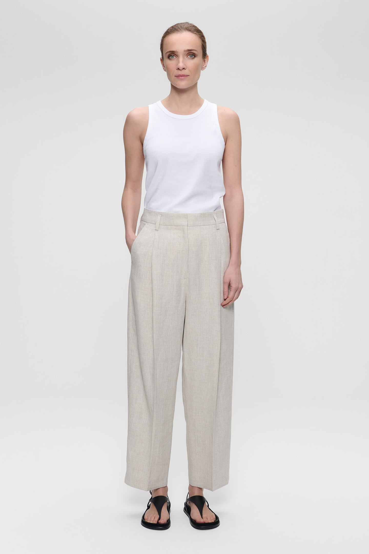 LINEN MELANGE DAVIS PANTS CHALK 1