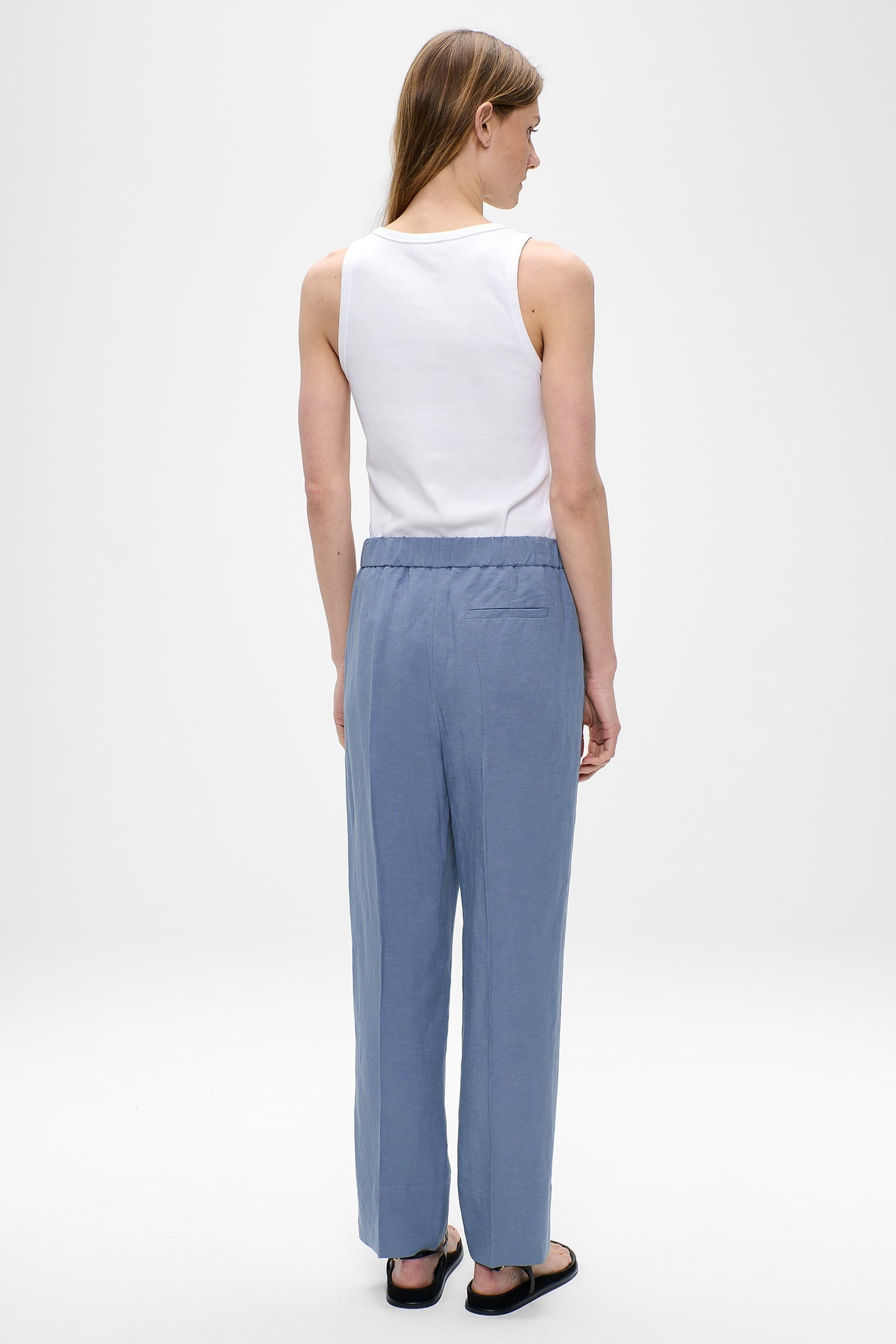 FINE LINEN VISC SYDNEY PANTS EVEREST BLUE 3