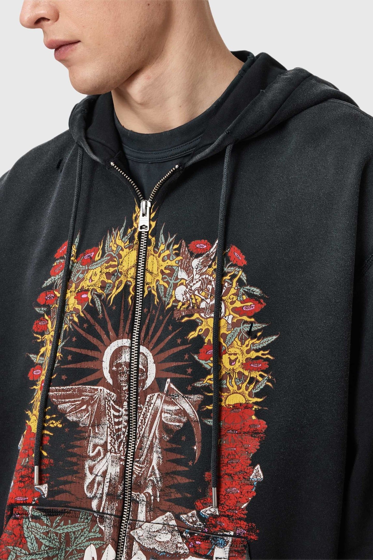 ROQUE ZIP HOODY WASHED BLACK 8