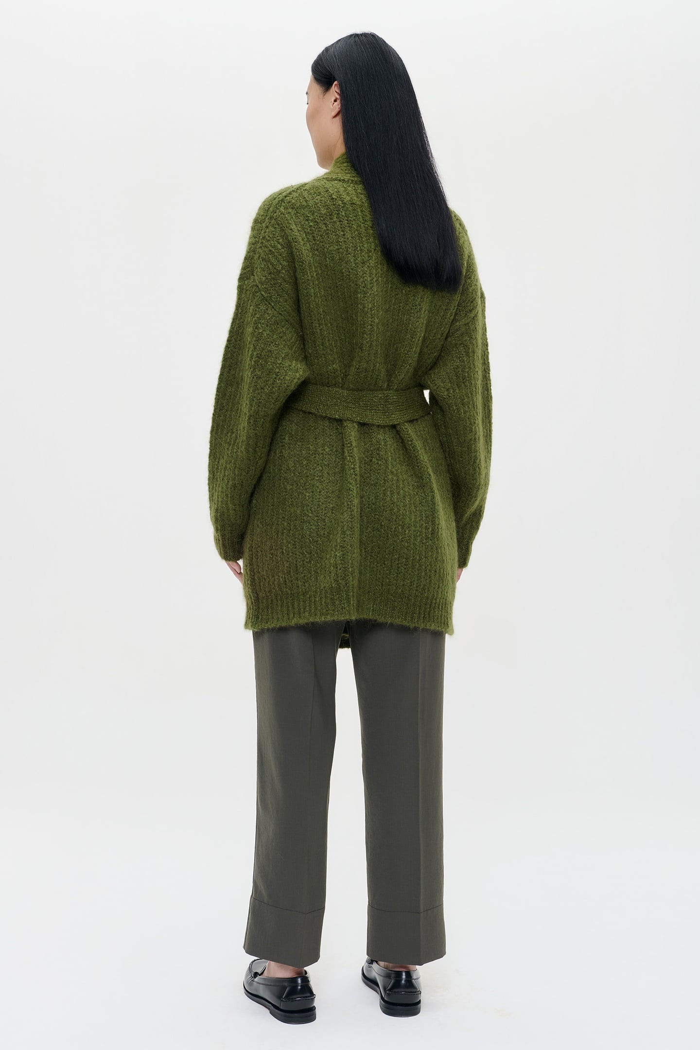 MOHAIR MIX LONG CARDI COAT HERB GREEN 3