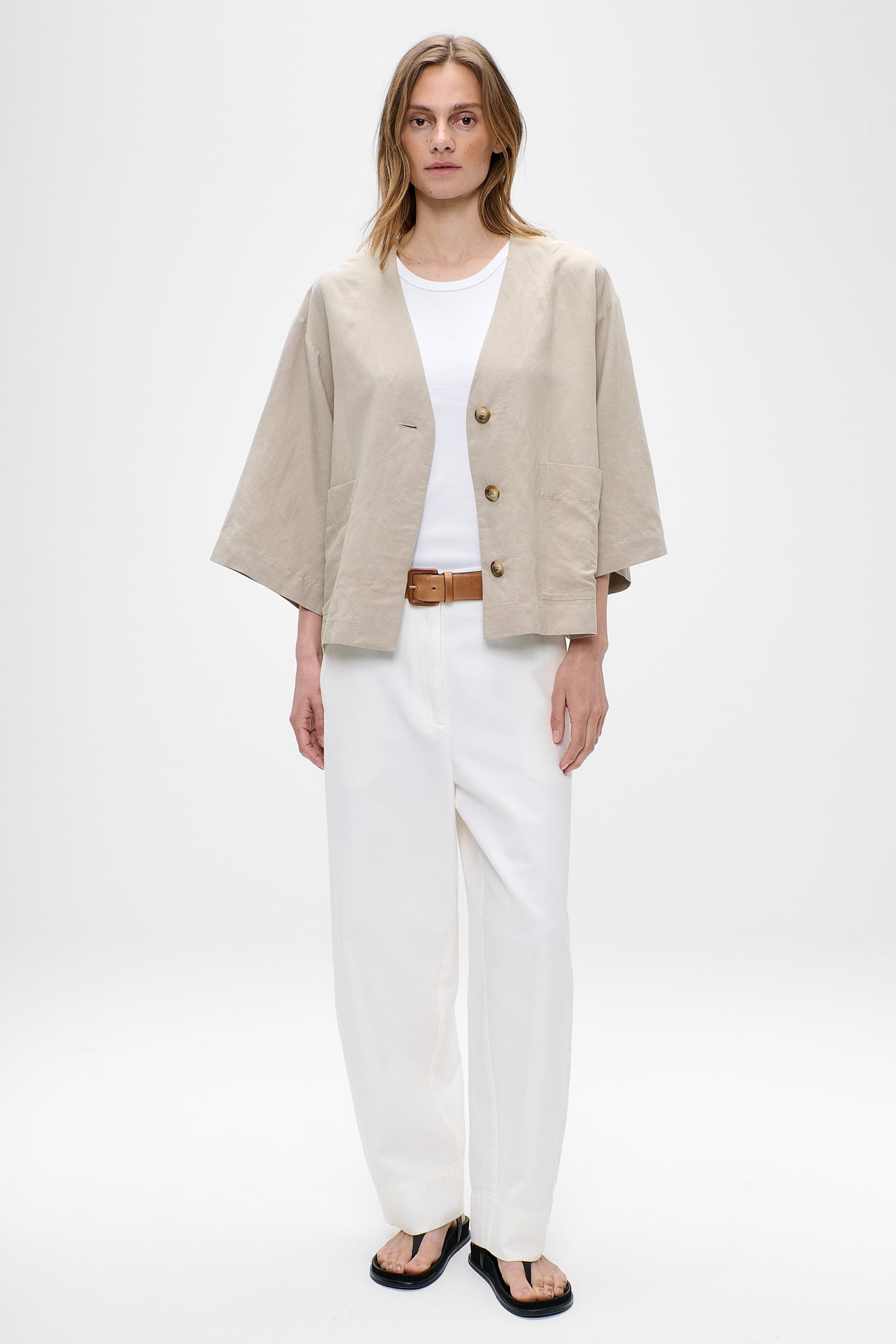 FINE LINEN VISC SHIRT JACKET GREEN KHAKI 1