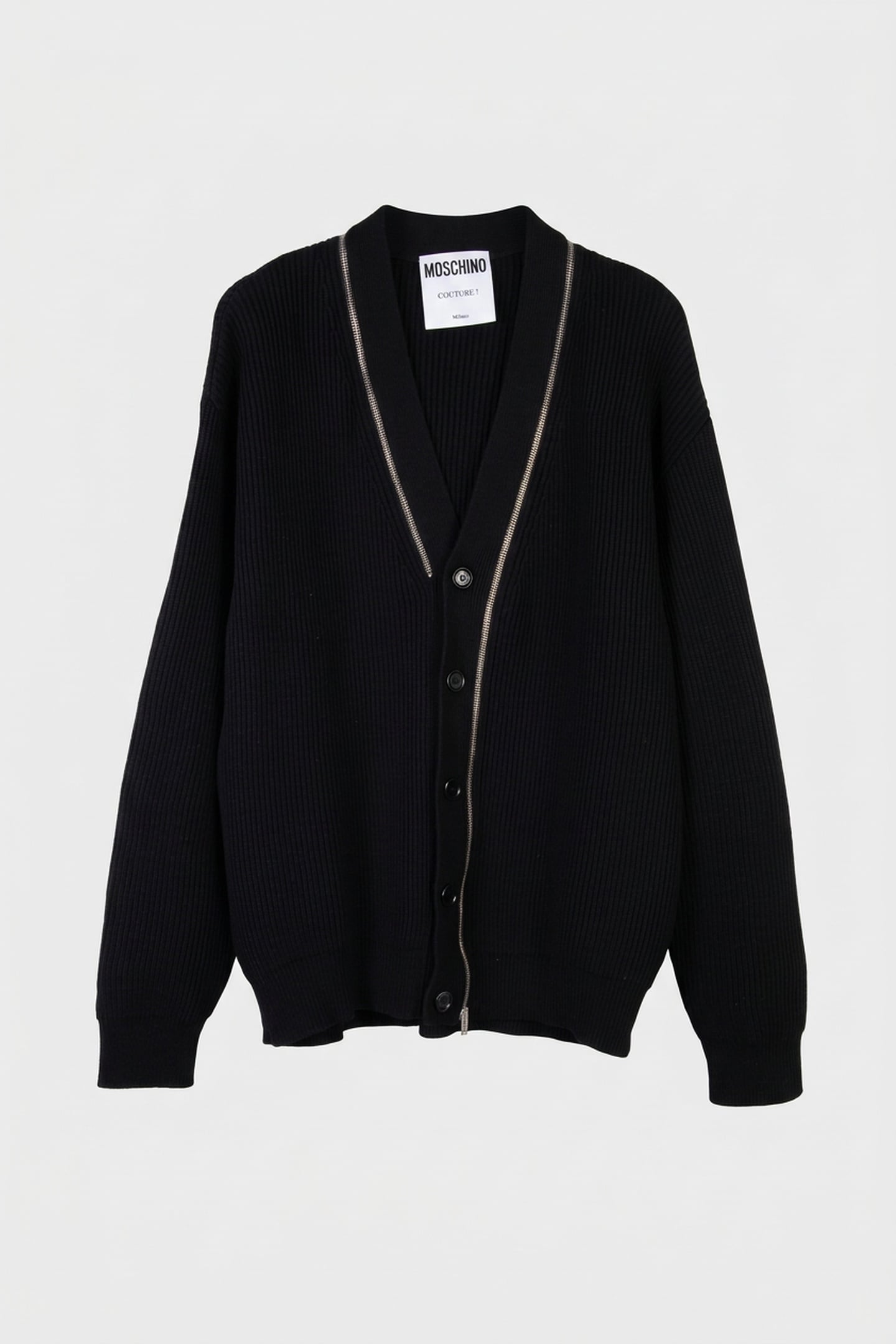 RIBBED WOOL CARDIGAN WITH ZIP BLACK 3