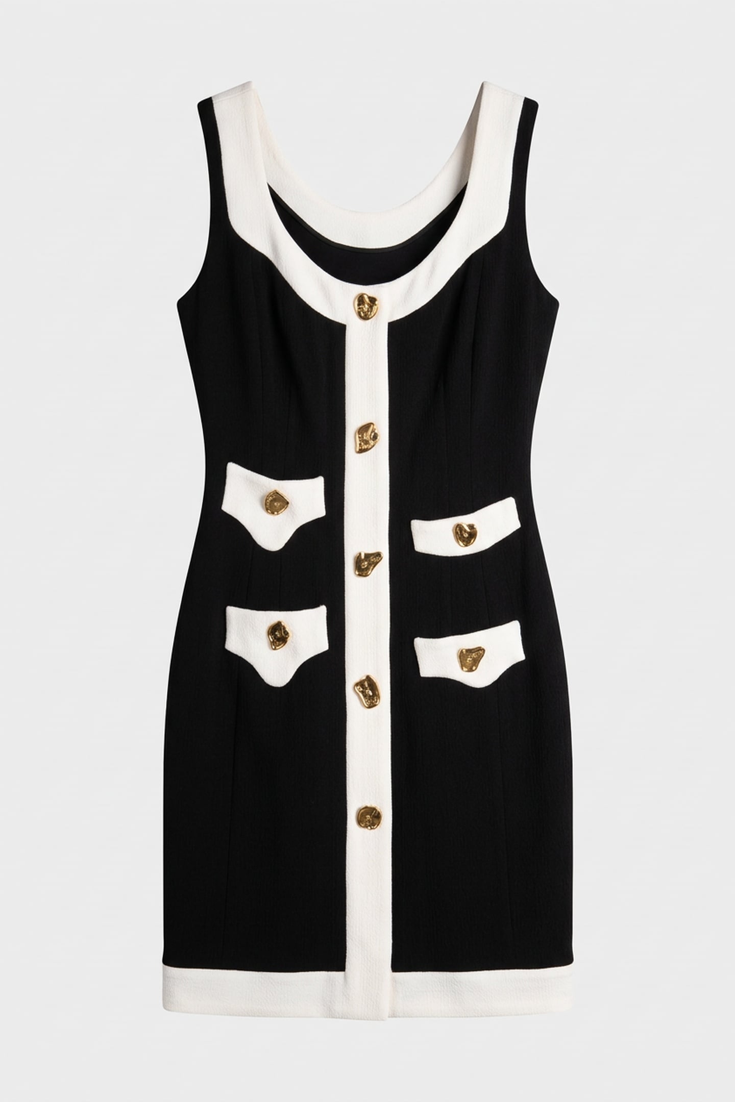 MORPHED EFFECT STRETCH CREPE DRESS BLACK 3