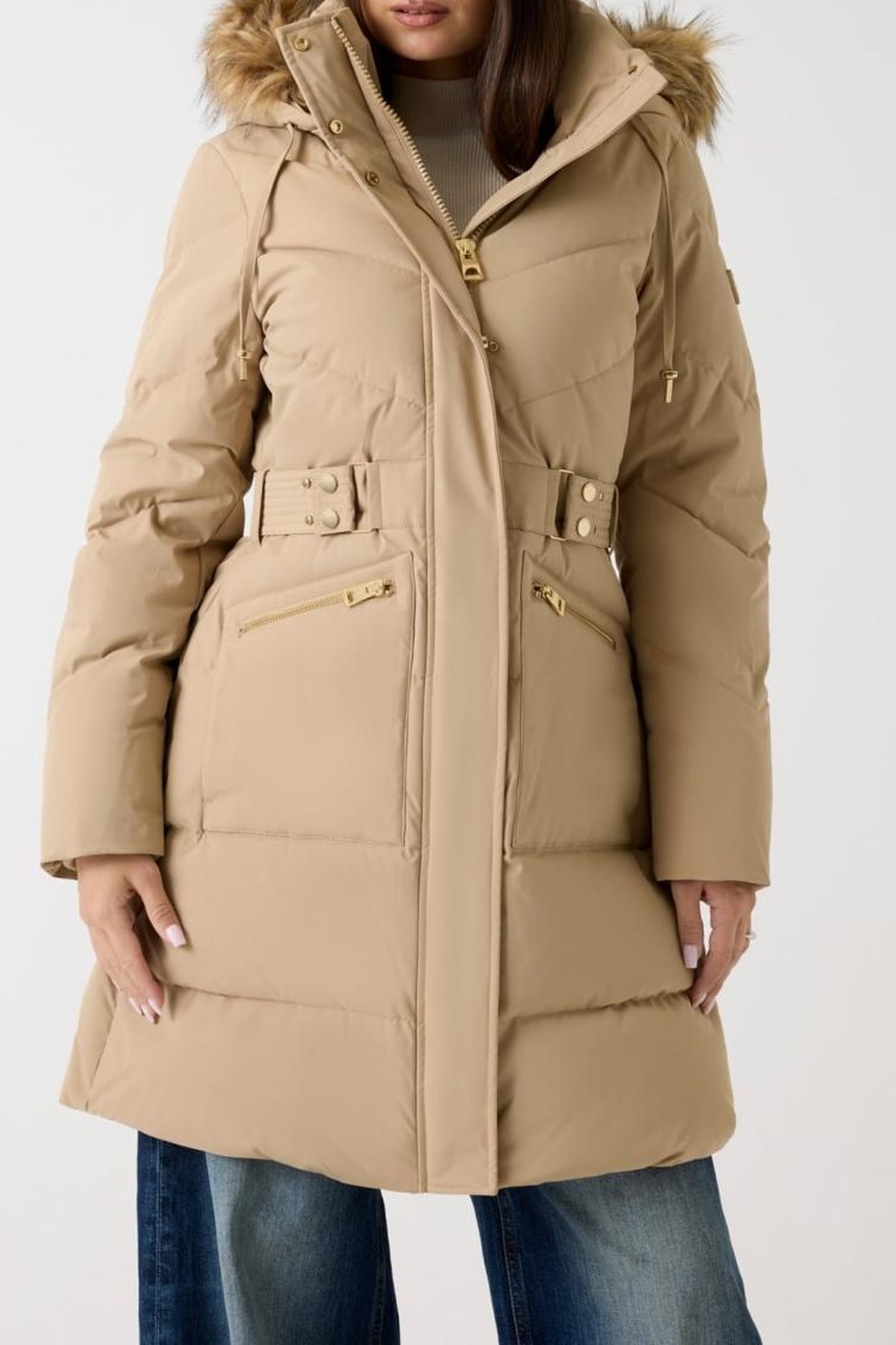 FATEMA BELTED PUFFE FOAMY TAUPE MULTI 1