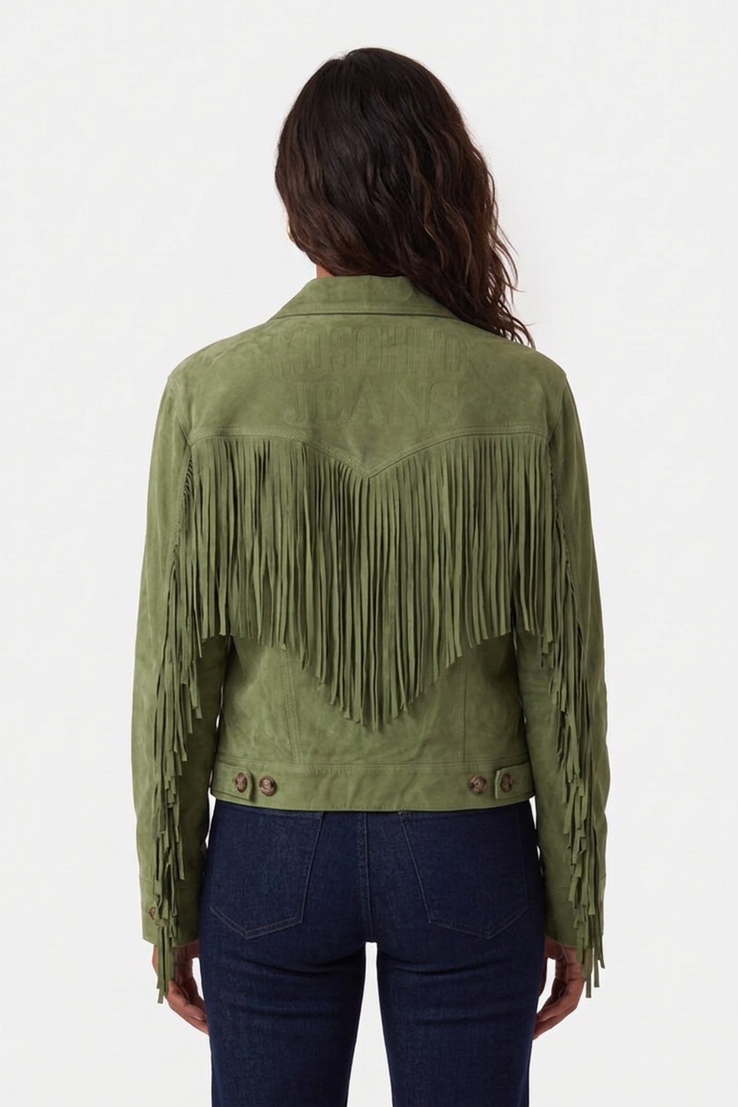 SUEDE JACKET WITH FRINGES GREEN 2